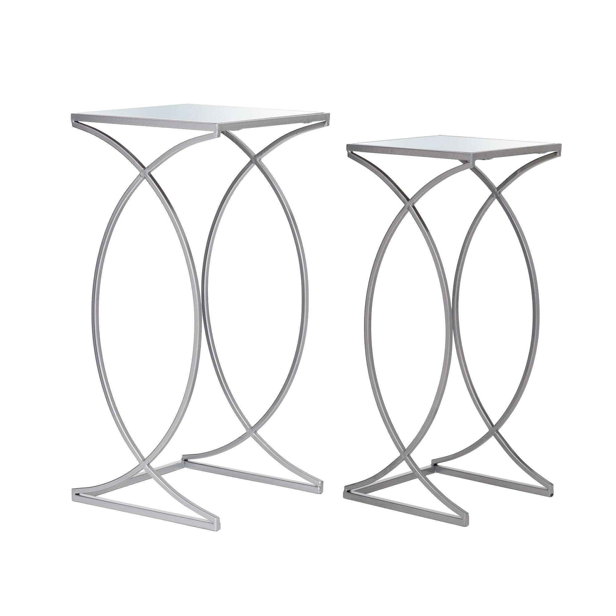 Glitzhome® Metal Tall Accent Table with Glass Top Set