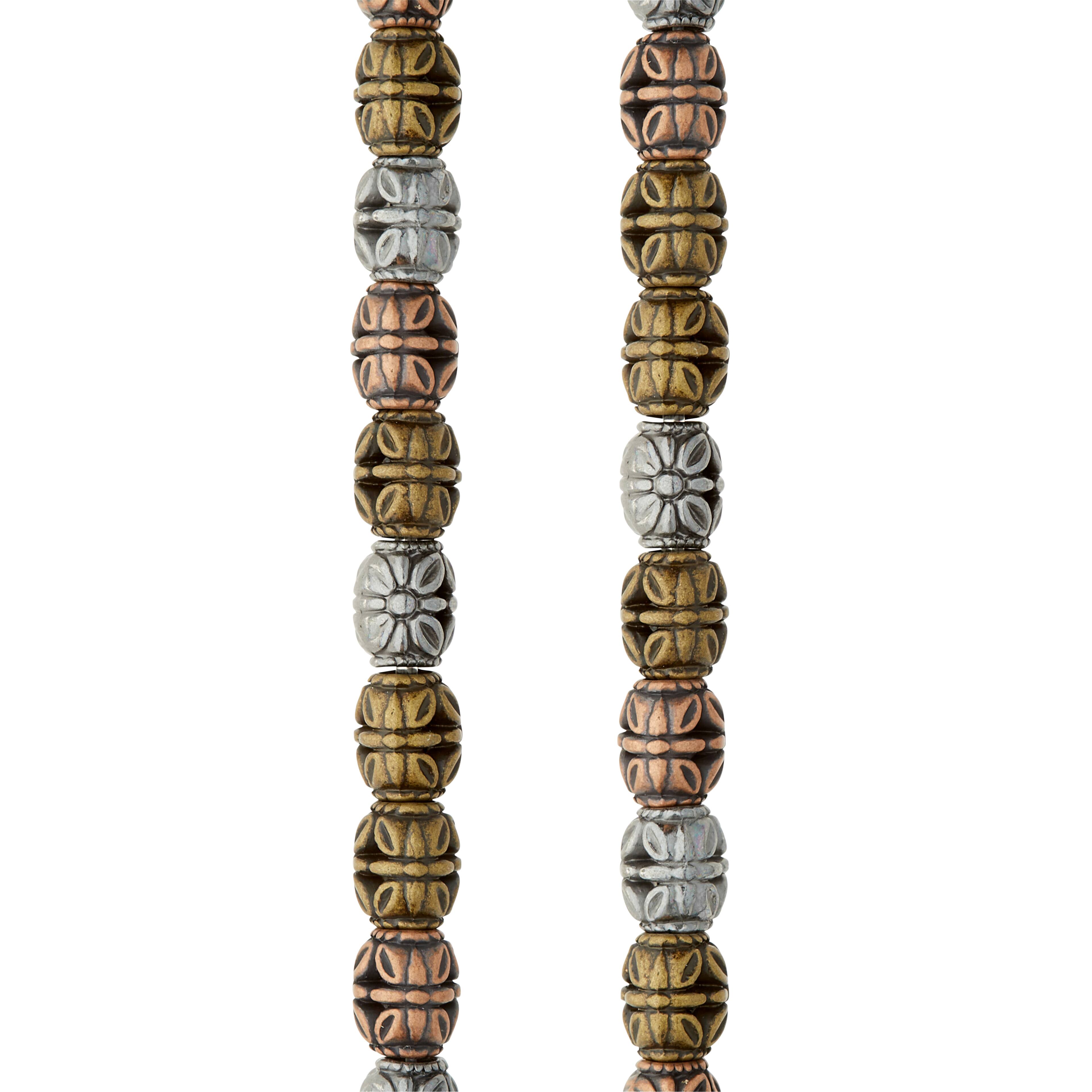 Multicolor Metal Plated Antique Barrel Beads, 10mm by Bead Landing™