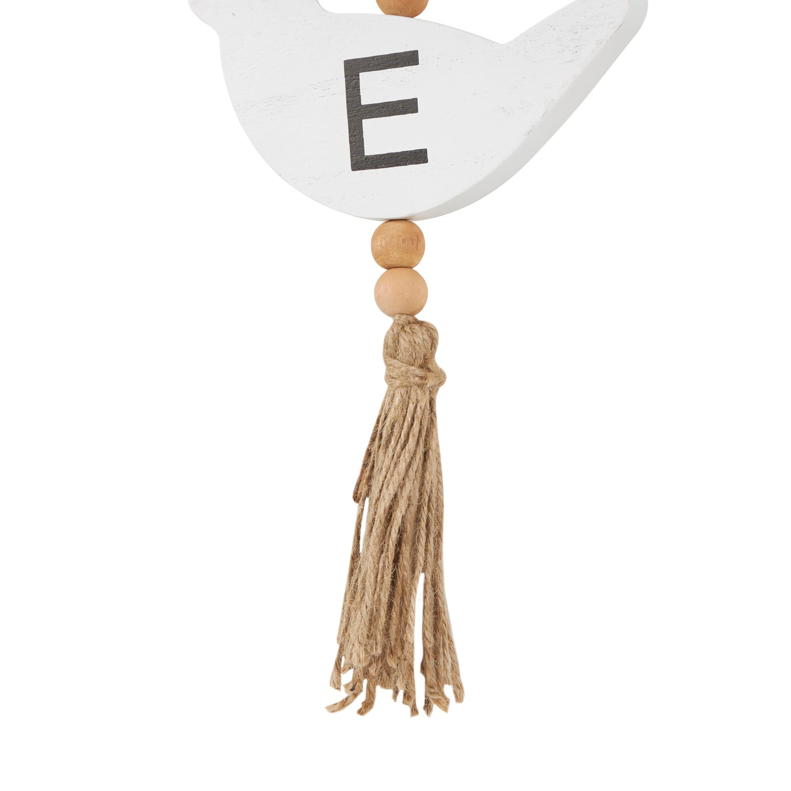 7" x 42" Handmade Black Wood Bird Welcome Sign Wall Décor with Tassel & Bead Accents