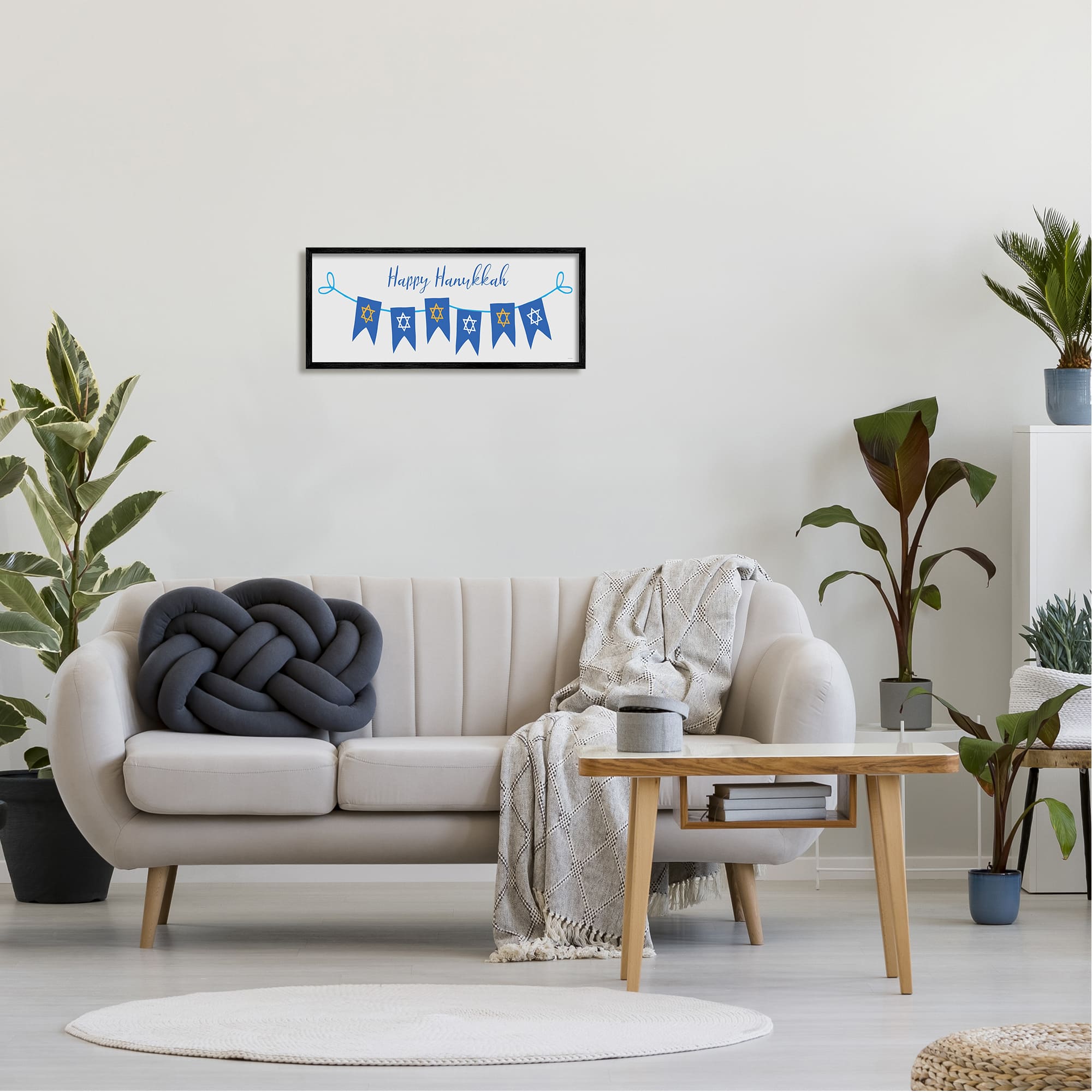 Stupell Industries Happy Hanukkah Star Of David Banner Framed Giclee Art