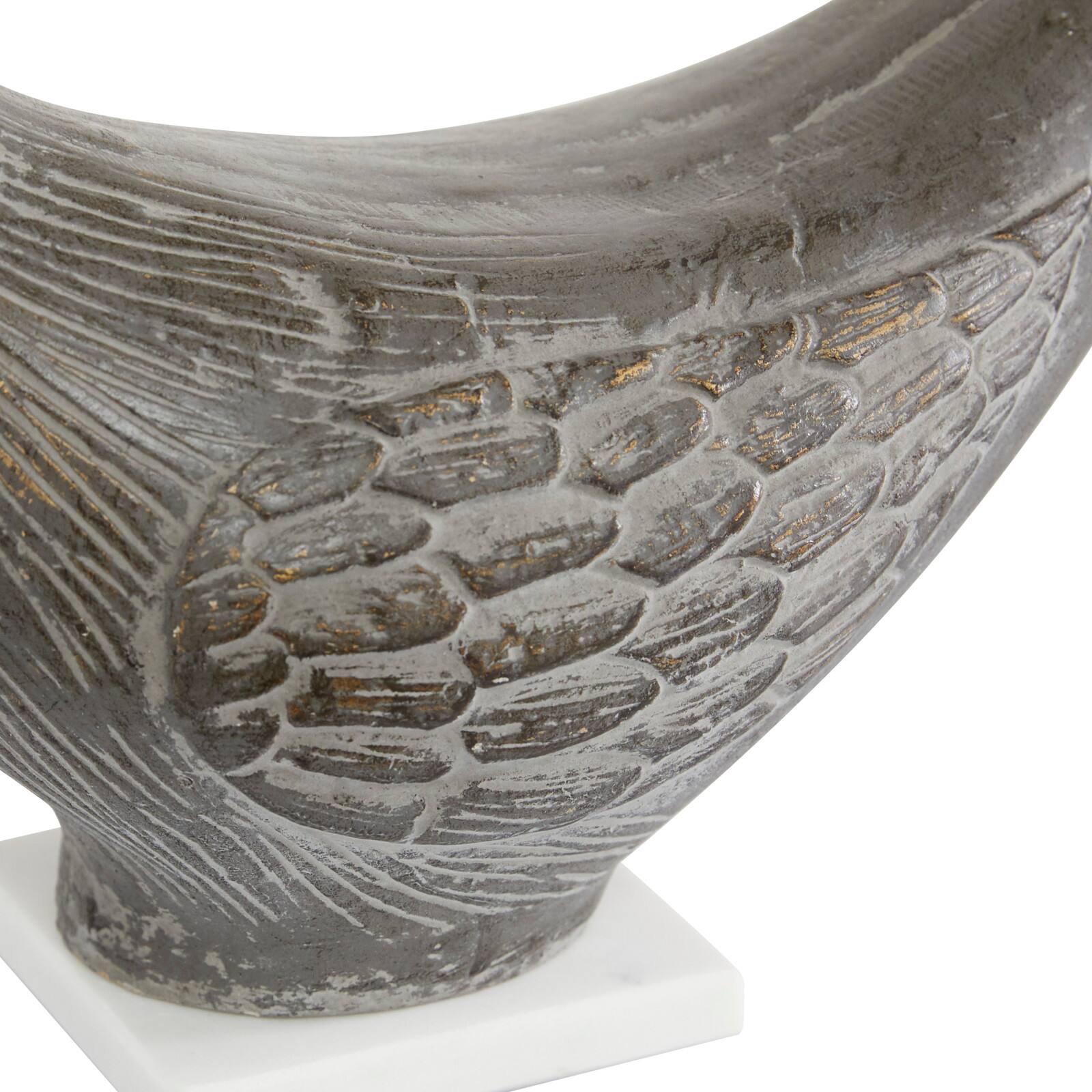 Set of 2 Brown Ceramic Coastal Bird Sculpture, 16.75", 18.25"