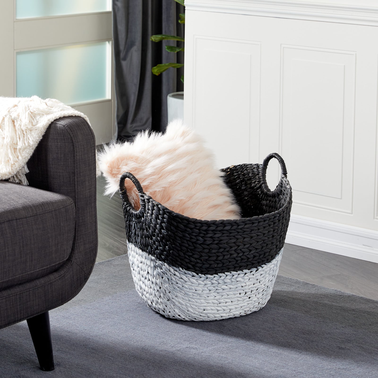 CosmoLiving by Cosmopolitan Black Sea Grass Contemporary Storage Basket