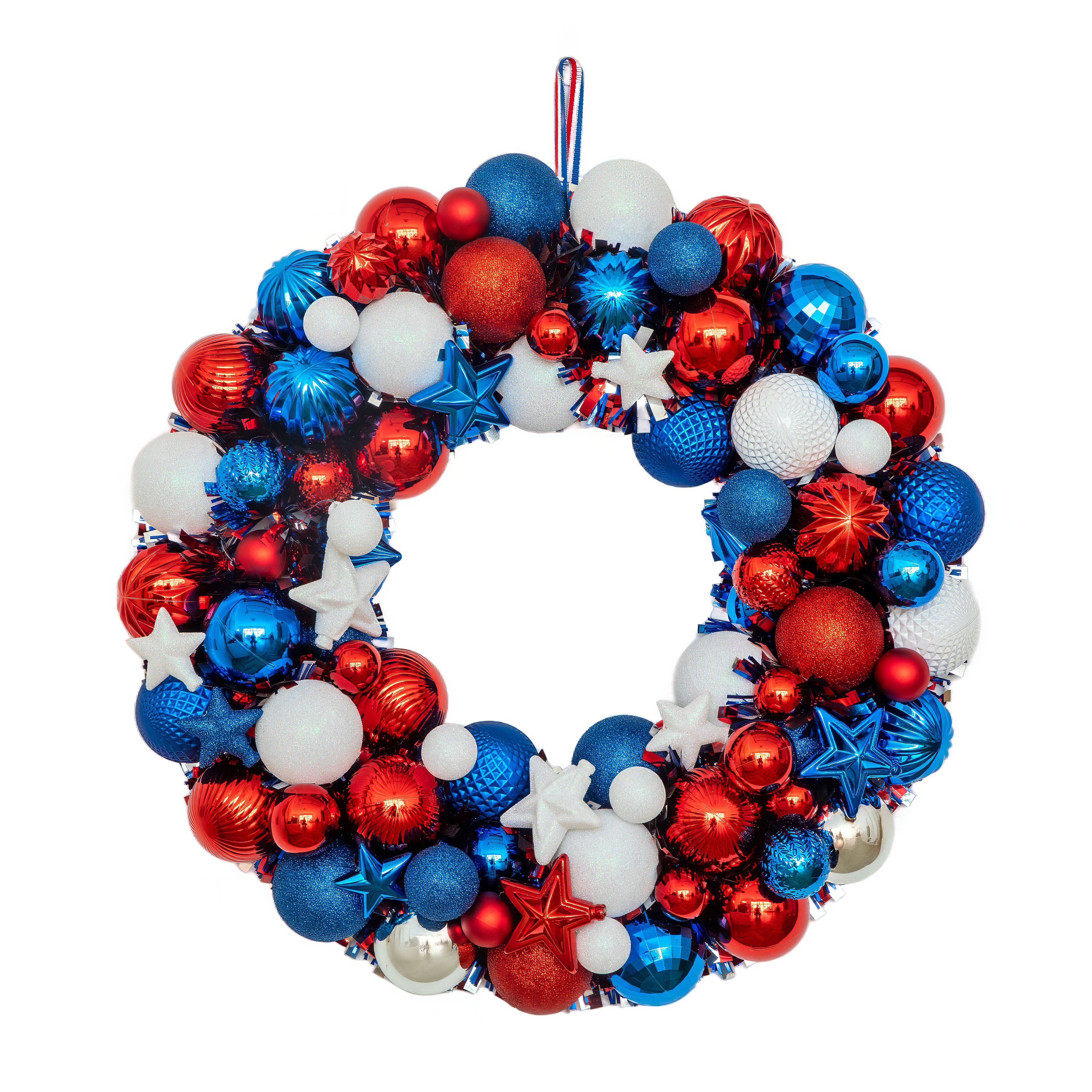 19" Red, White & Blue Shatterproof Ornament Wreath by Celebrate It™