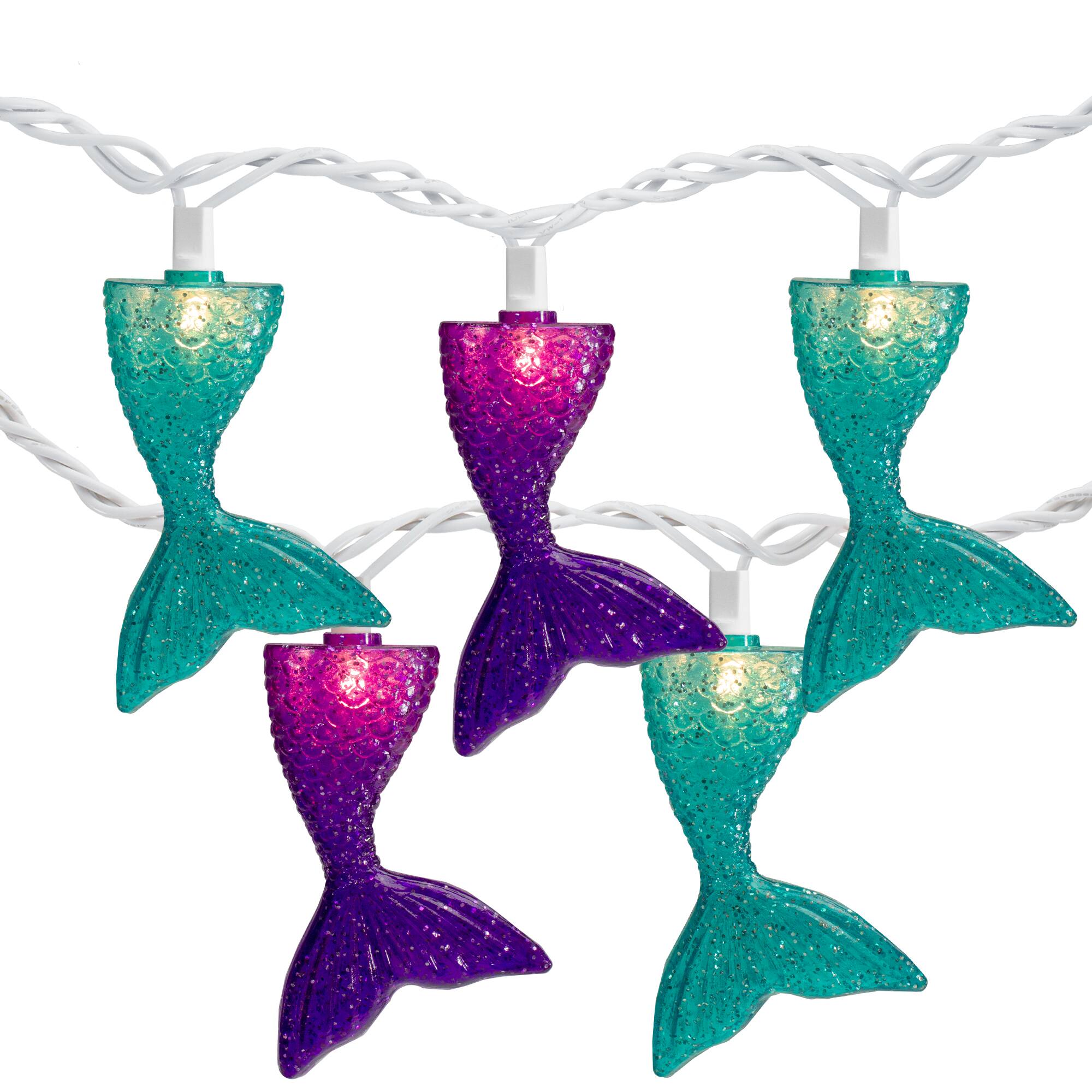 10ct. Mermaid Tails Patio String Lights with White Wire
