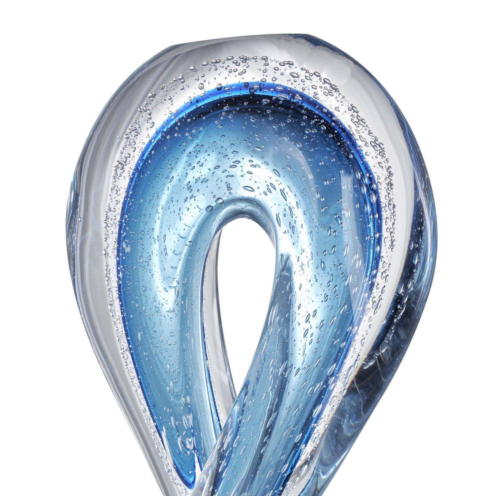 17" Blue Glass Geometric Ombre Twisted Infinity Loop Sculpture