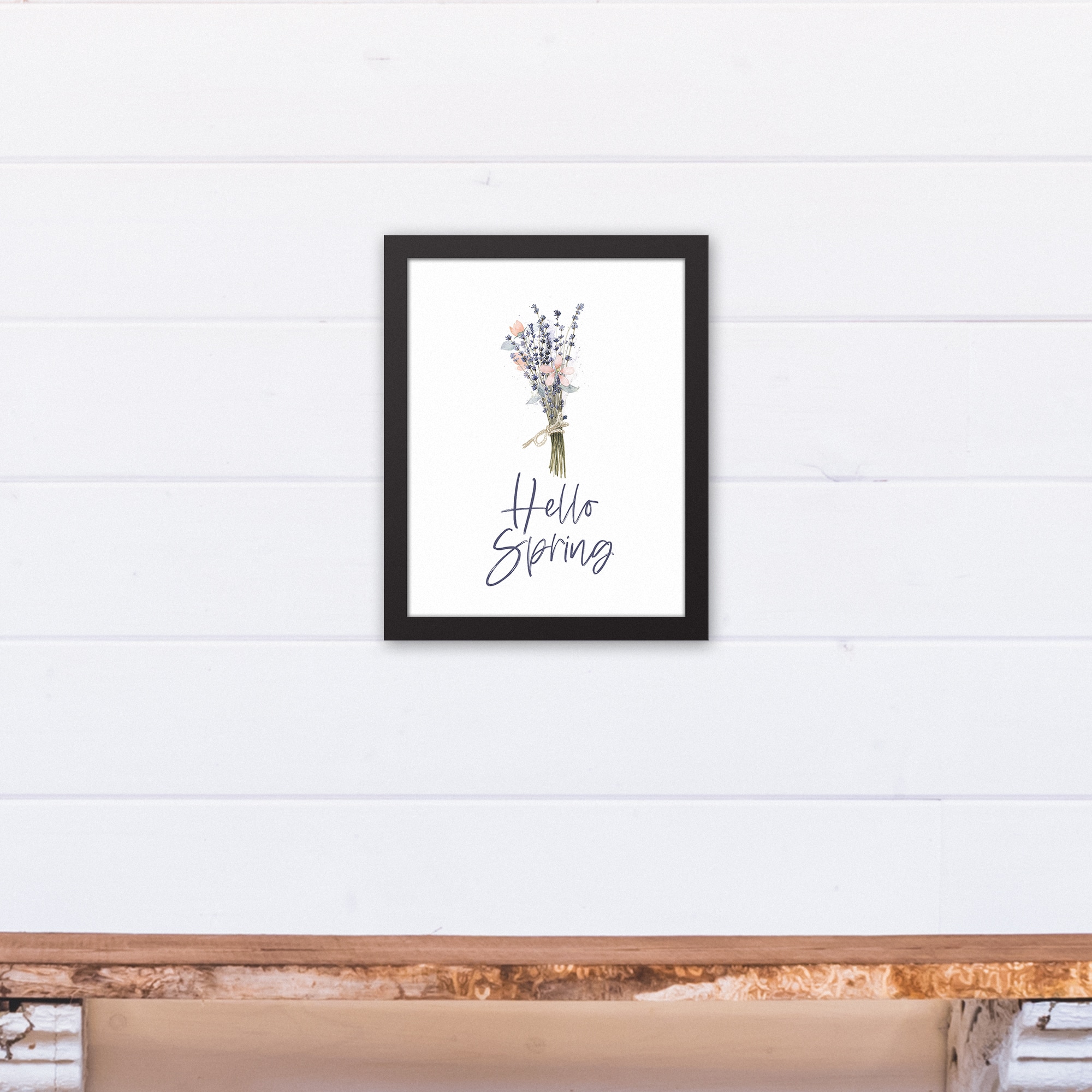 Hello Spring Flowers 11" x 14" Black Floating Framed Canvas