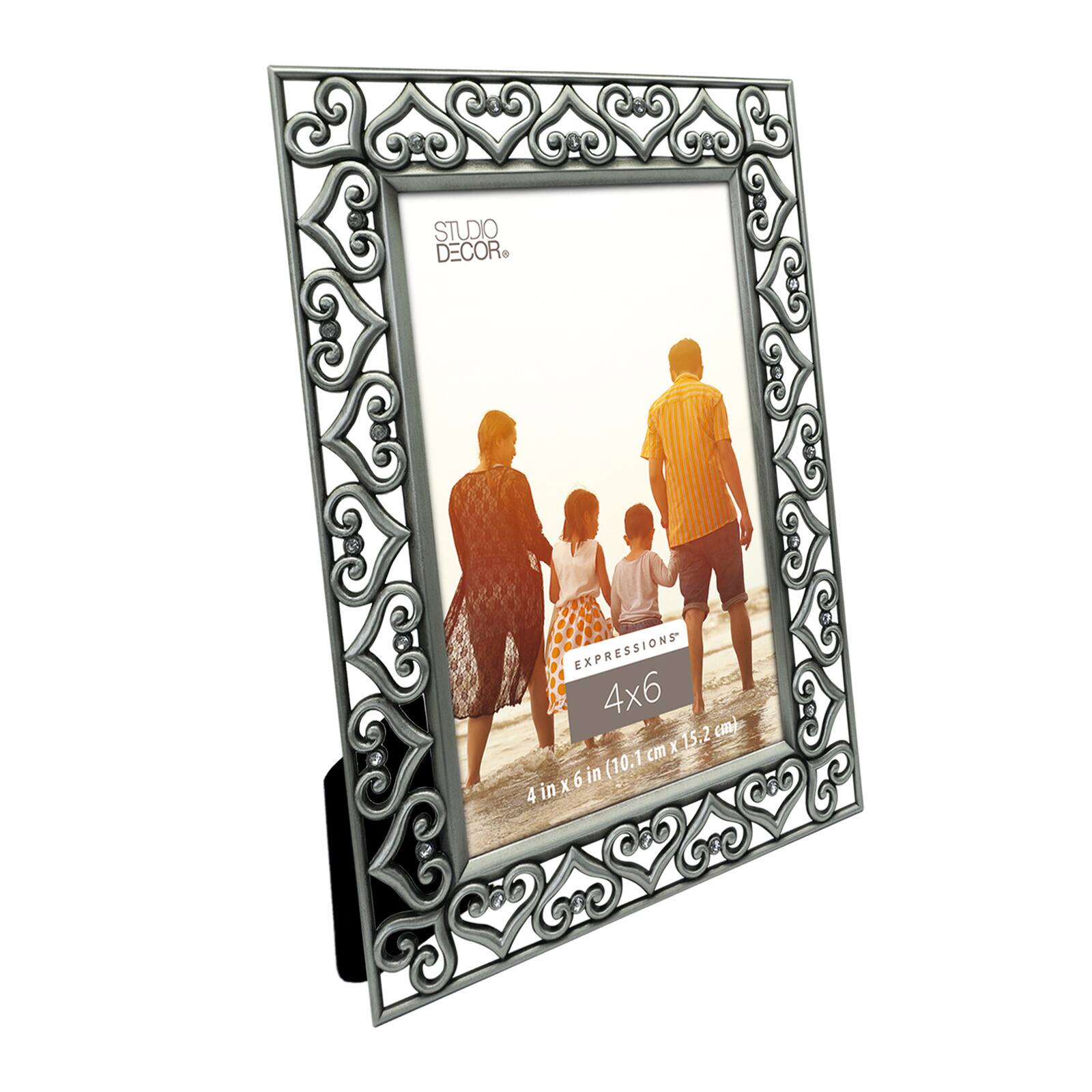12 Pack: Pewter Hearts 4" x 6" Jeweled Frame, Expressions™ by Studio Décor®