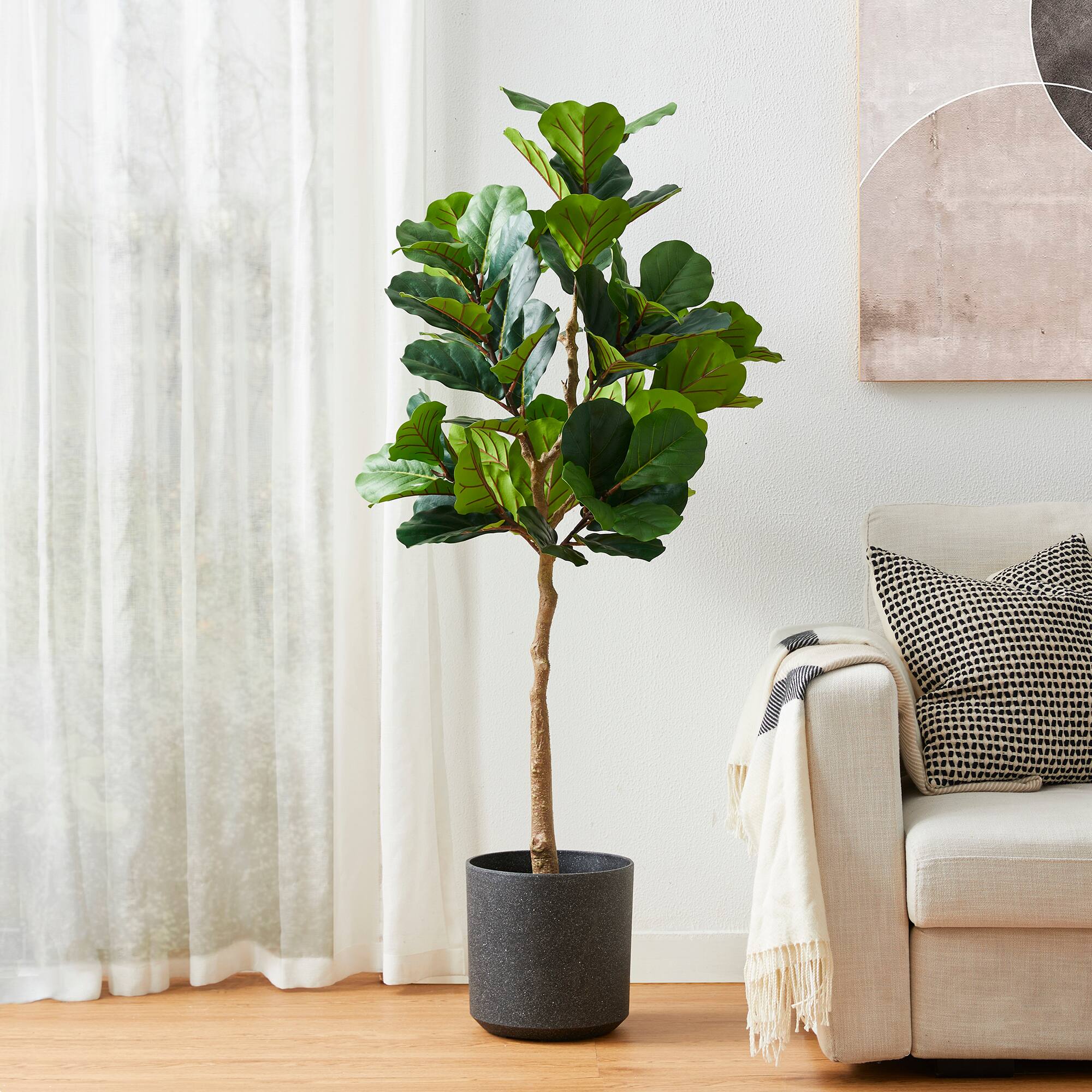 Glitzhome® 5ft. Faux Fiddle Leaf Fig Tree in Pot