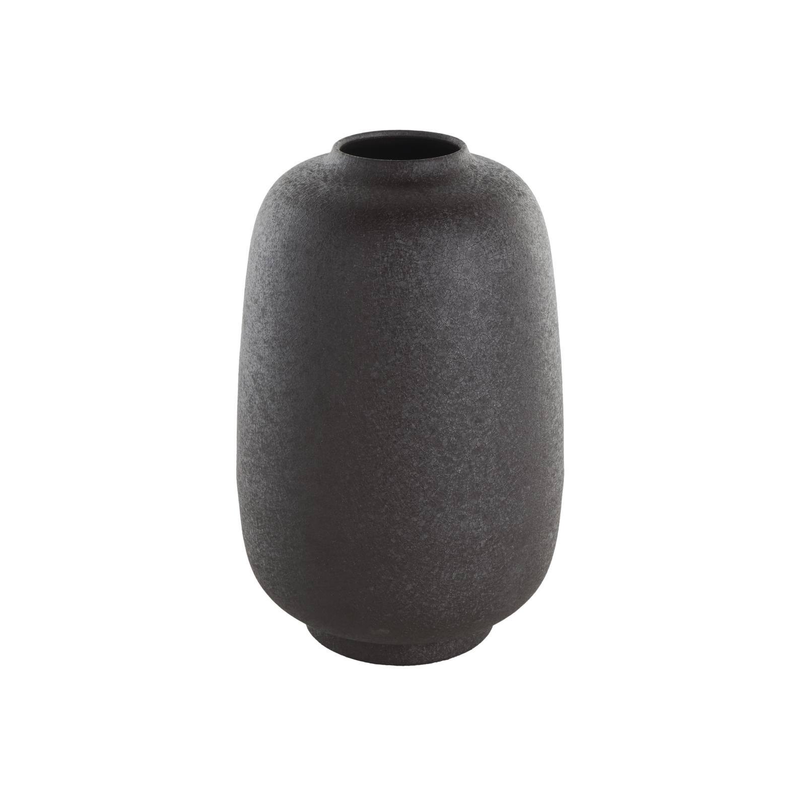 12" Black Textured Rounded Metal Vase