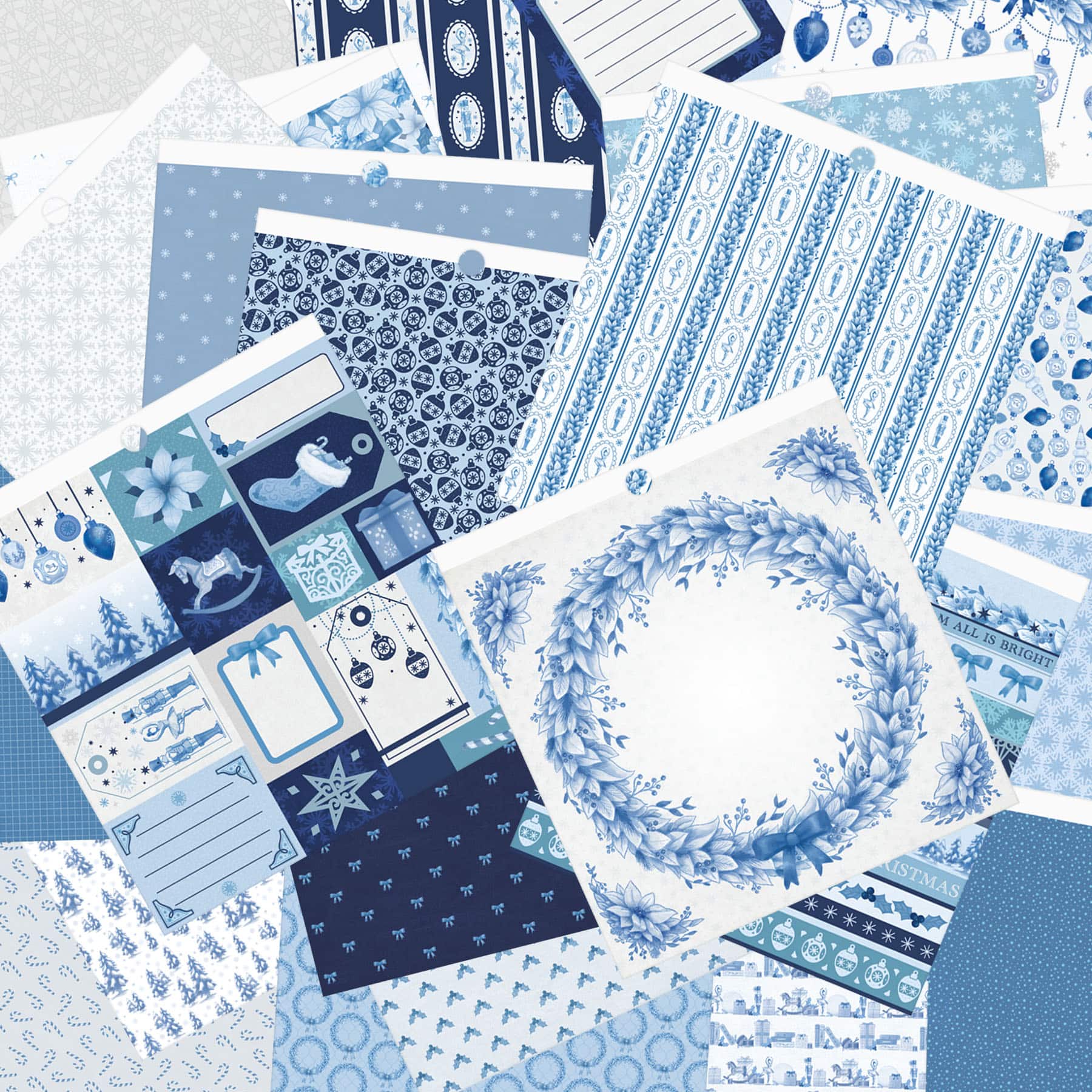6" x 6" Blue Christmas Double-Sided Cardstock Paper Pad by Recollections™, 24 Sheets