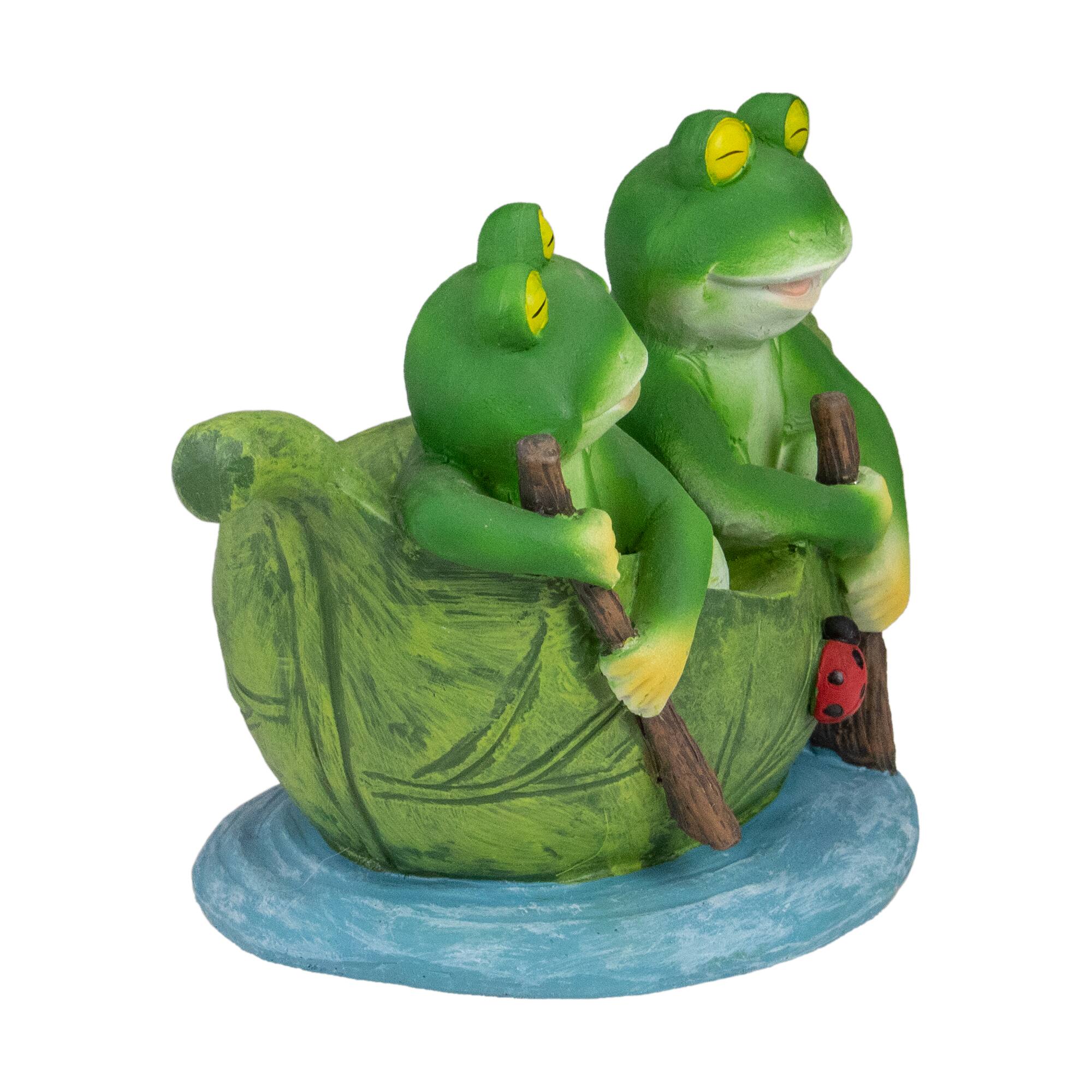 10" Green Frogs in a Lily Pad Outdoor Garden Statue
