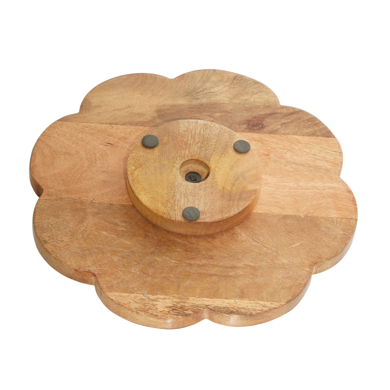 Brown Wood Farmhouse Lazy Susan Cake Stand, 2" x 15" x 15"