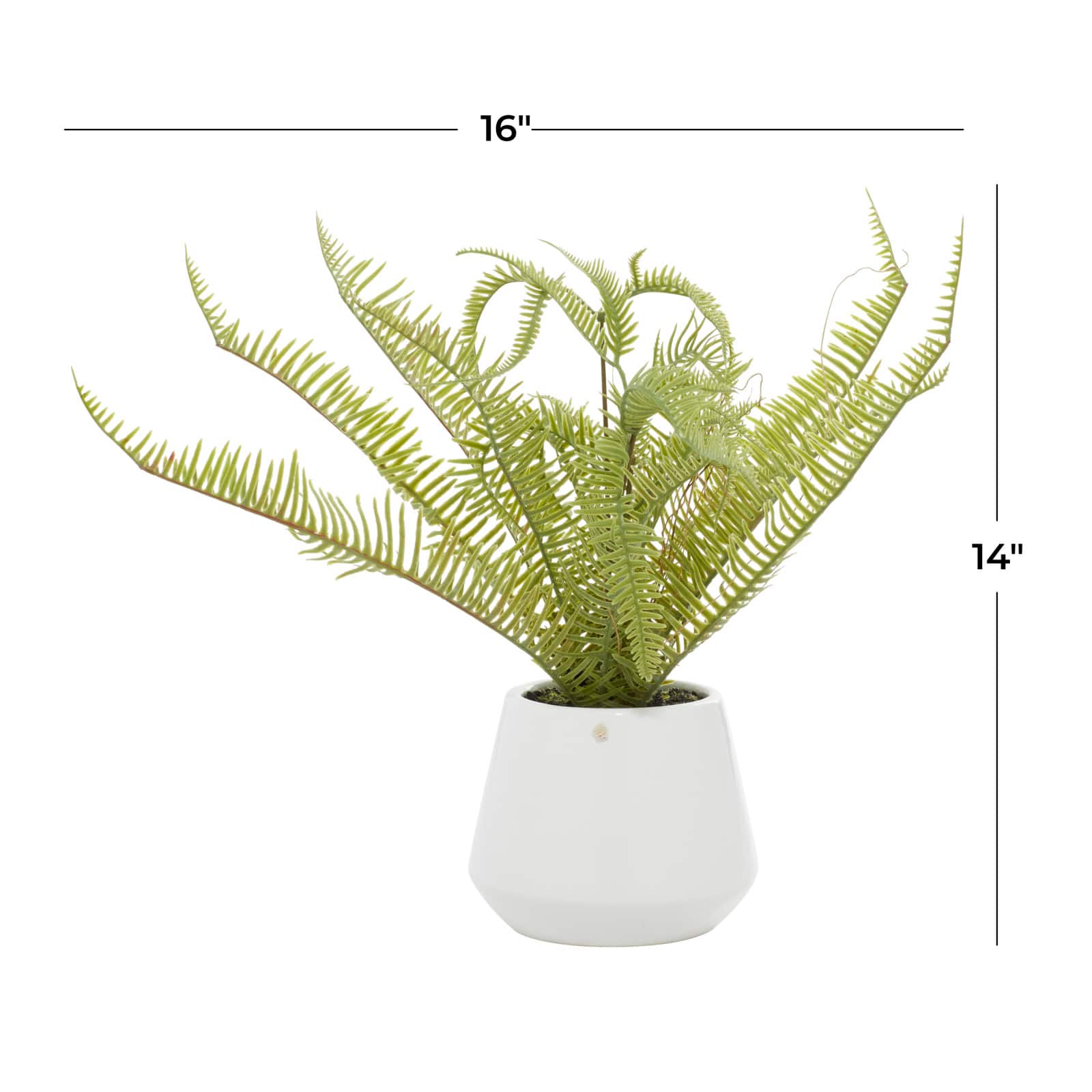 White Ceramic Contemporary Artificial Foliage, 18" x 16" x 14"