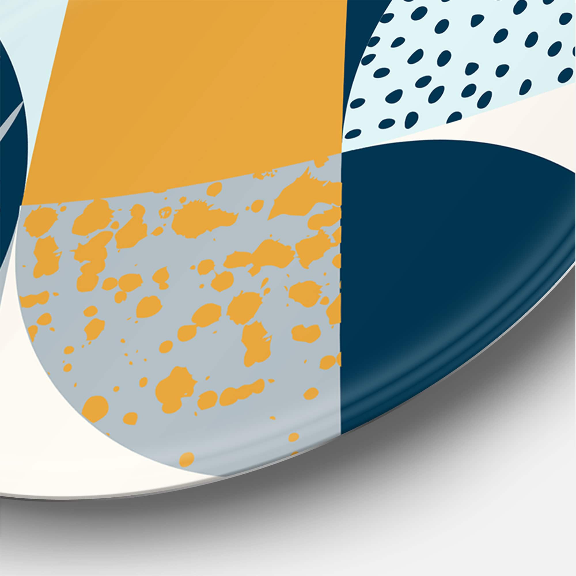 Designart - Retro Semicircles Circles and Squares - Modern Metal Circle Wall Art