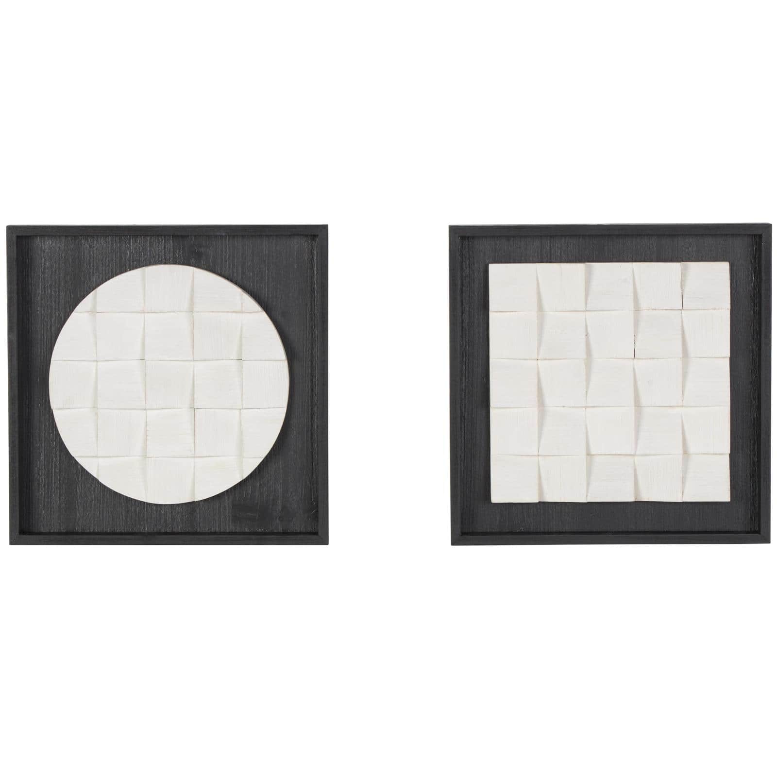 16" x 16" White & Black Geometric 3D Cube Grid Wall Décor Set