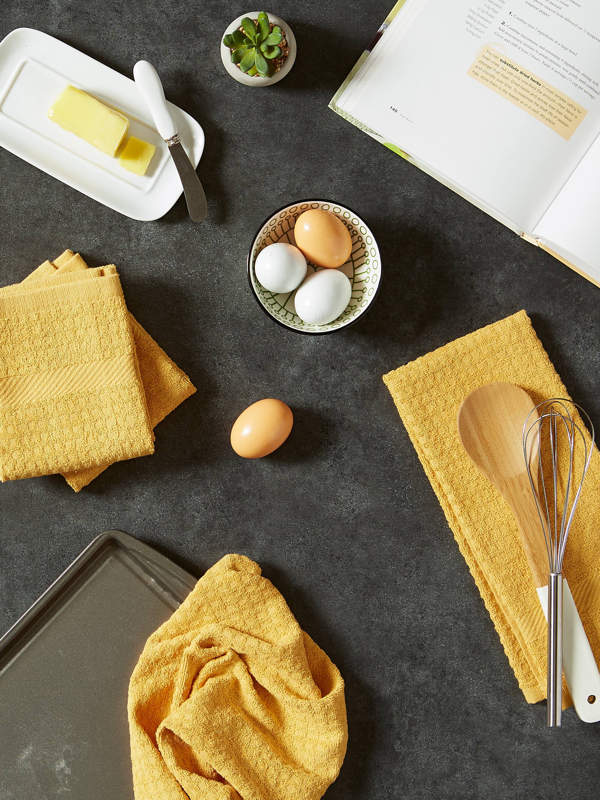 DII® Solid Mustard Waffle Terry Dishtowel (Set of 4)