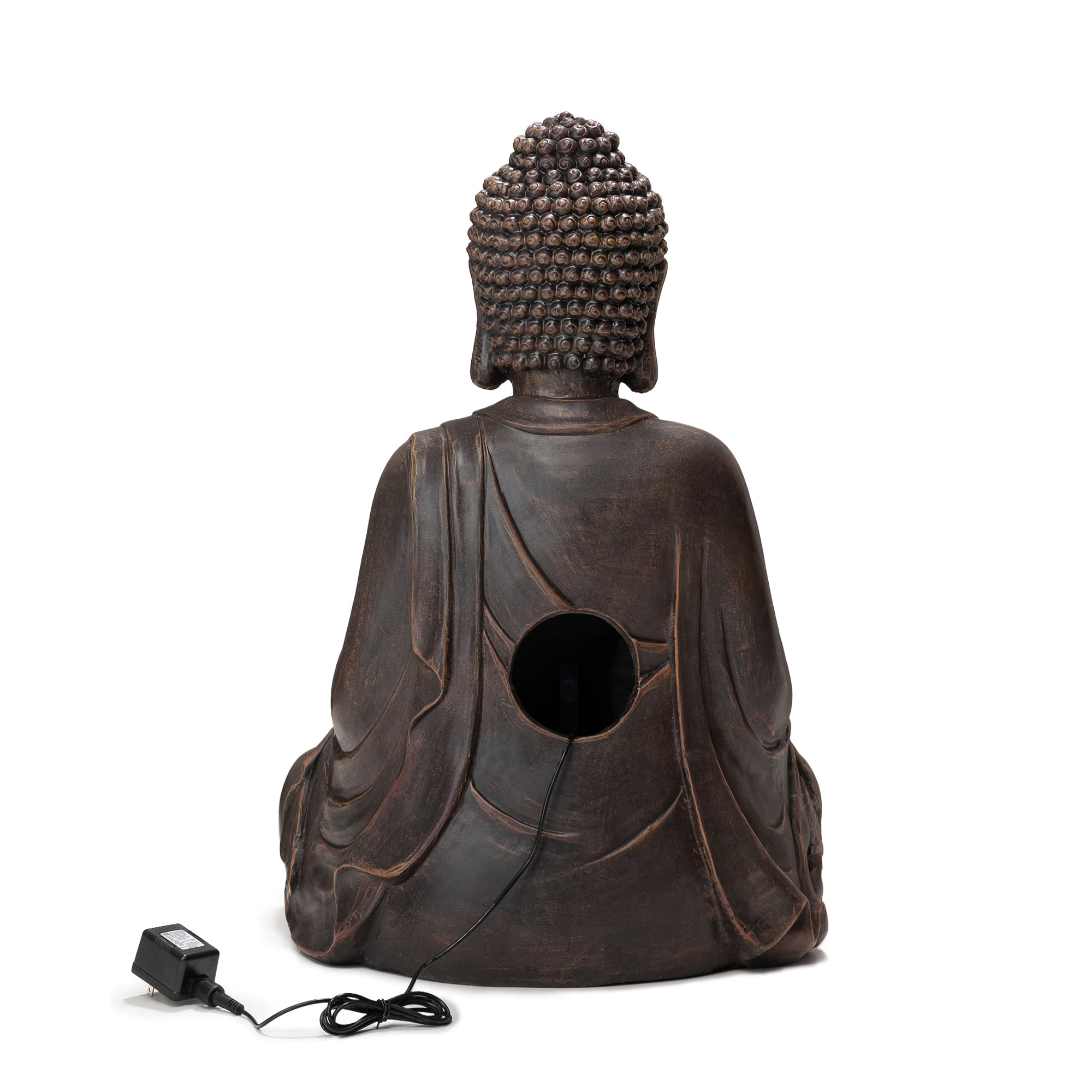 Glitzhome® 28.25" Zen-Style Meditating Buddha Statue Outdoor Fountain with LED Light