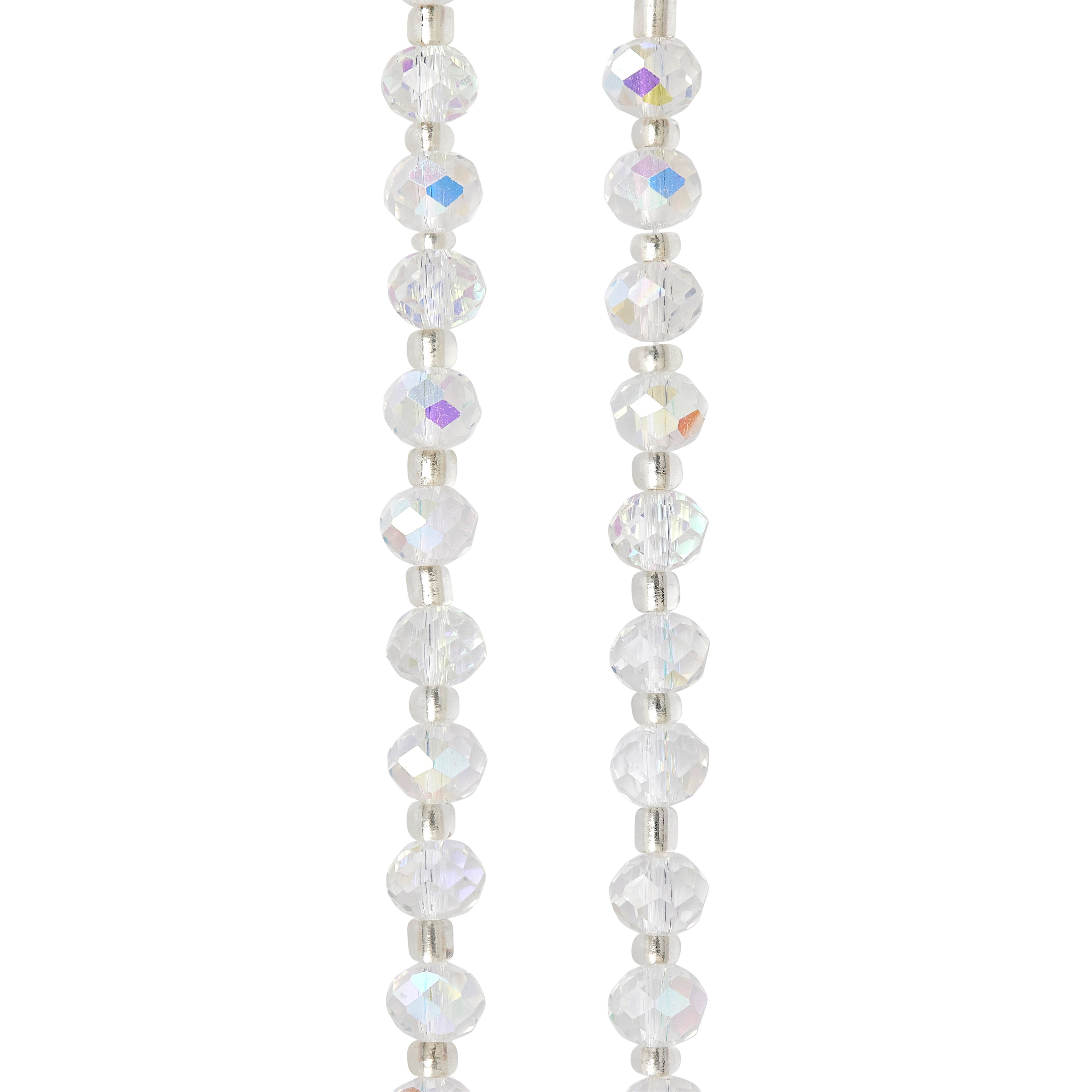Crystal AB Faceted Glass Rondelle Beads, 8mm by Bead Landing™