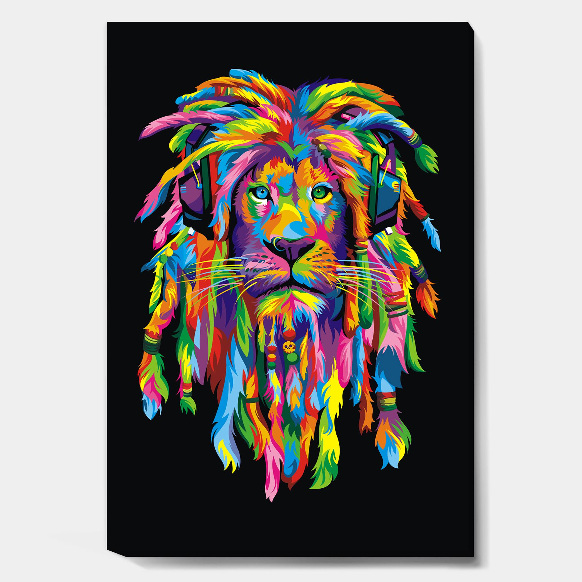 Designart - Lion Rasta - Modern & Contemporary Canvas Wall Art