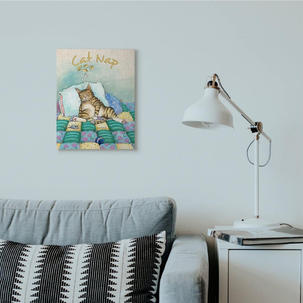 Stupell Industries Cat Nap Funny Cat Cartoon Pet Design Canvas Wall Art