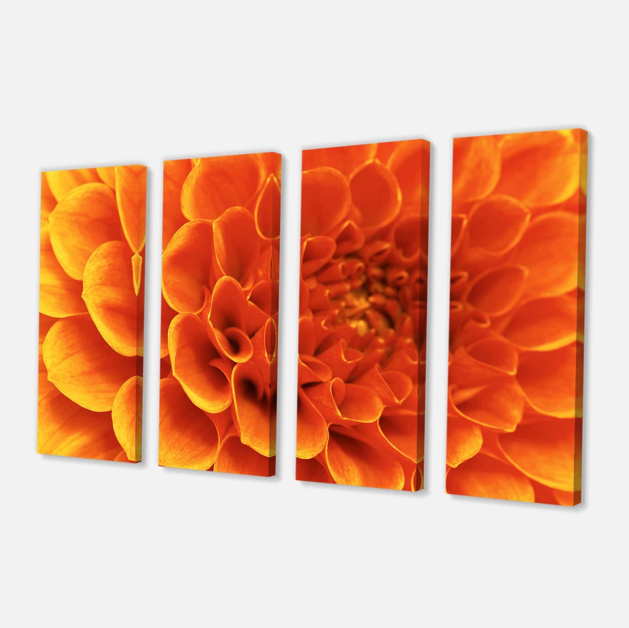 Designart - Large Orange Flower and Petals - Floral Canvas Art Print