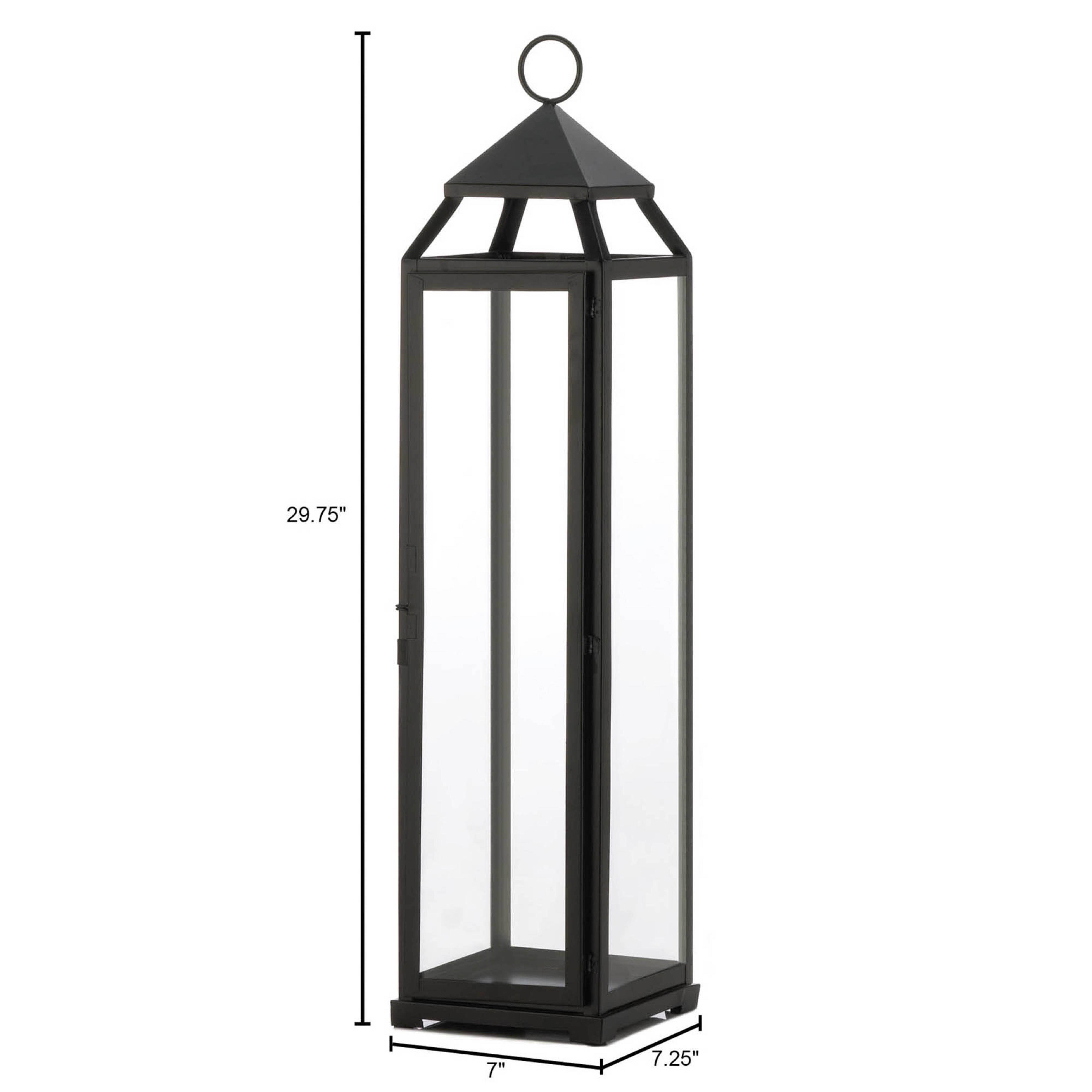 30" Black Iron & Glass Lantern