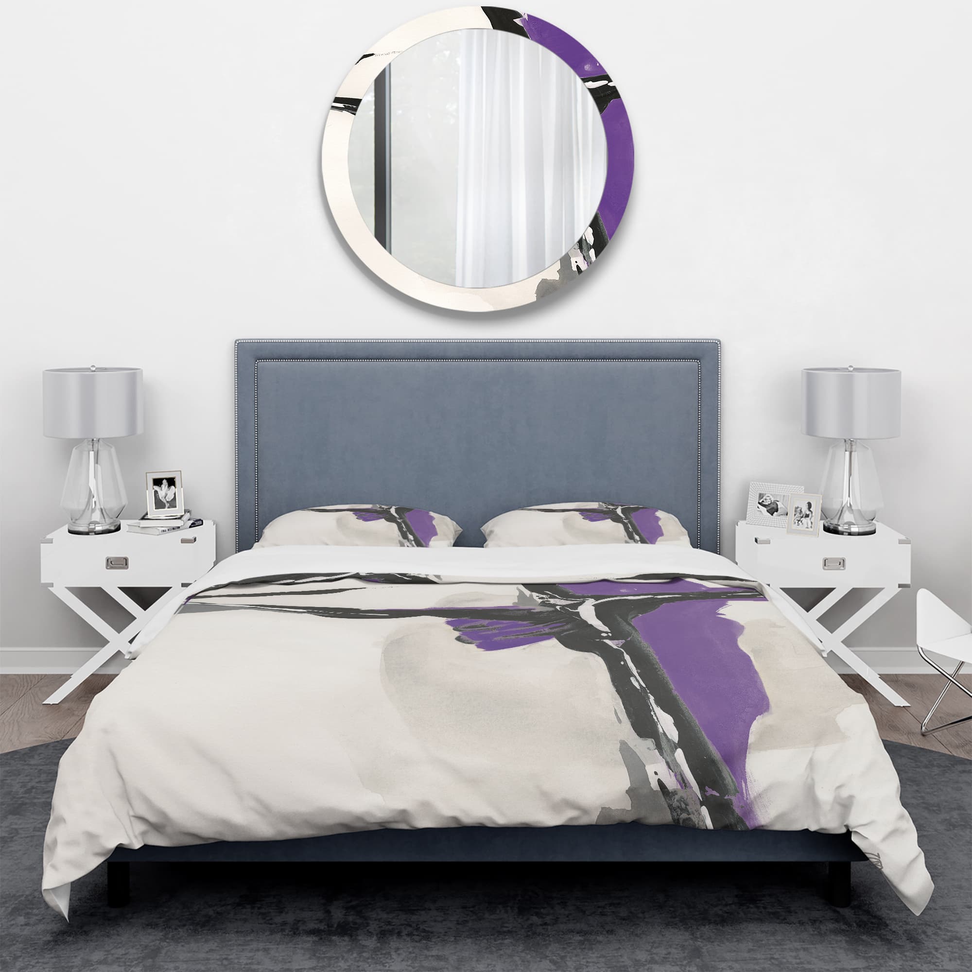 Designart 'Glam Cerulean I' Geometric Bedding Set - Duvet Cover & Shams