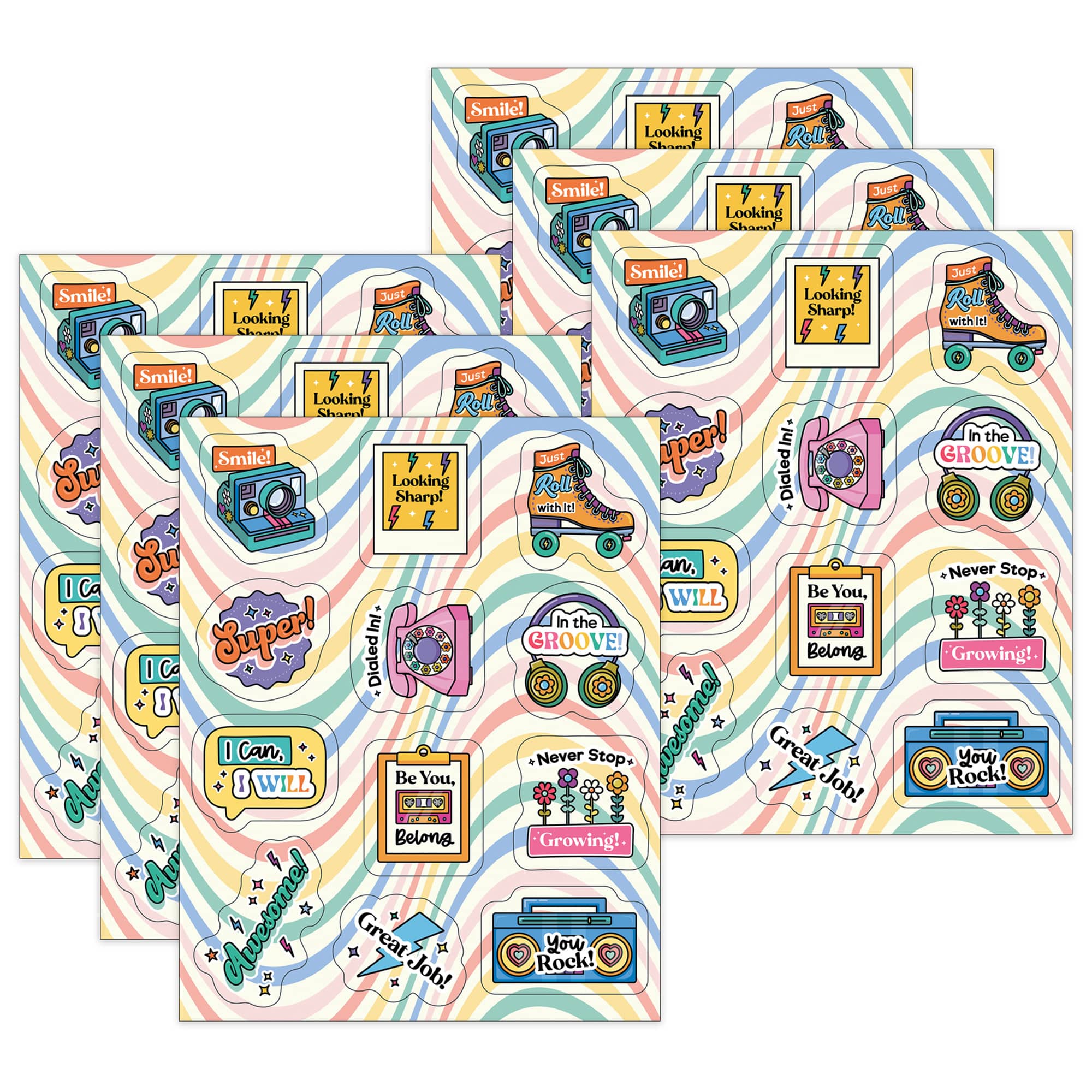 Carson Dellosa Education® Happy Ever Elementary Retro Remix Motivators Stickers, 6 Packs of 72