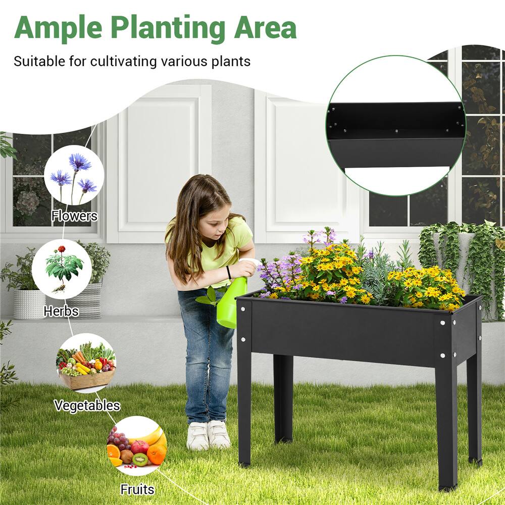 Costway 24" Metal Elevated Raised Garden Bed Planter with Legs & Drainage Hole