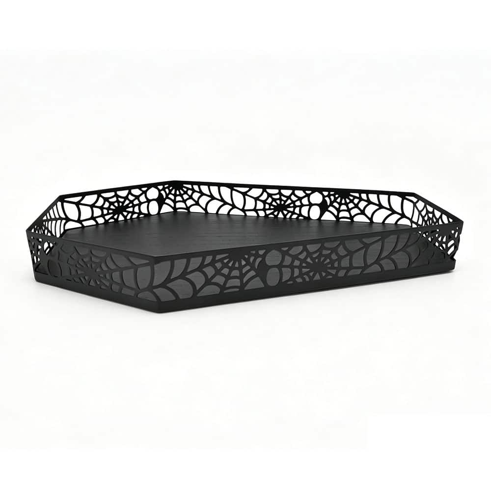 12" Black Spiderweb Coffin Tray by Ashland®