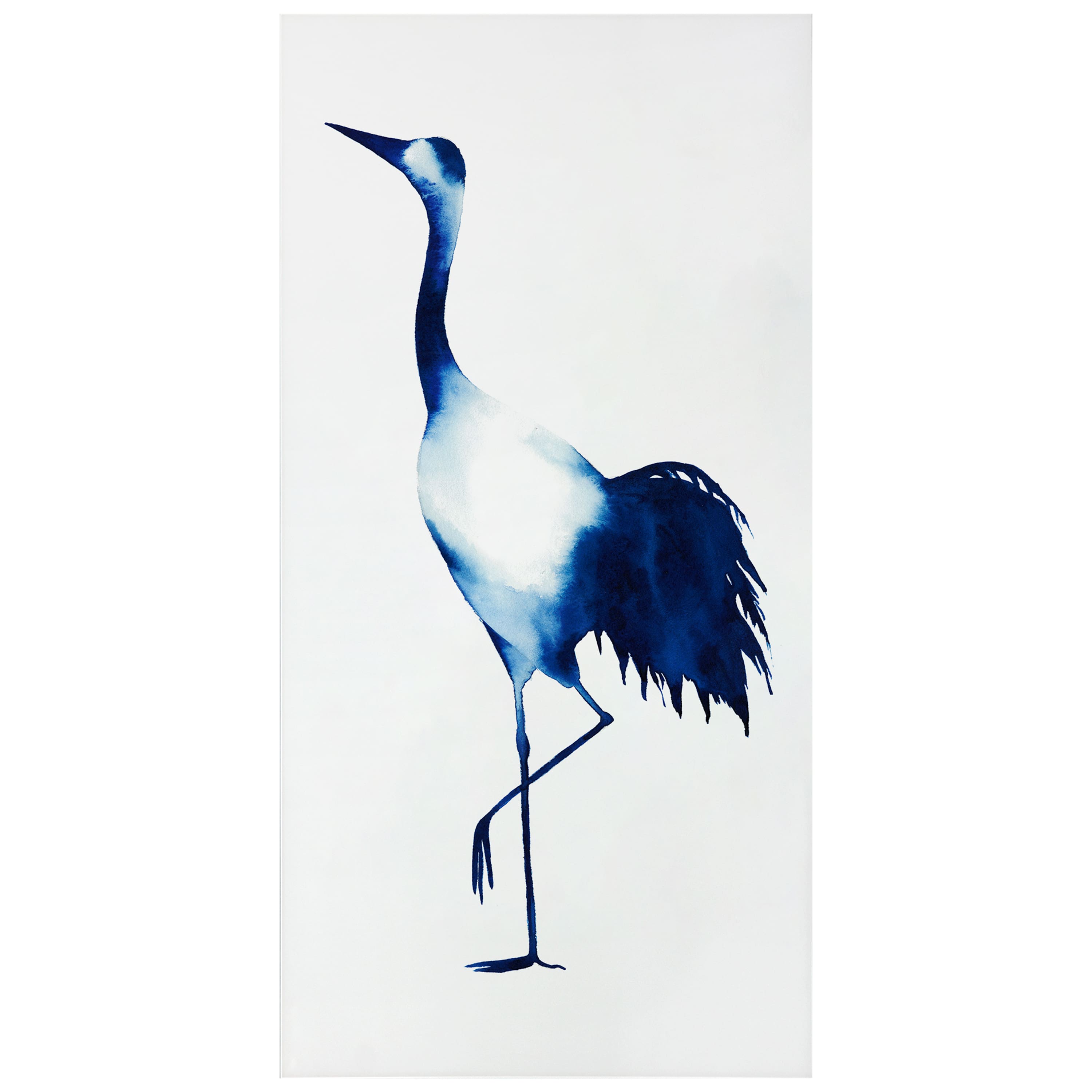 Empire Art Direct 24" x 48" Ink Drop Crane 2 Frameless Free Floating Printed Tempered Glass Wall Art