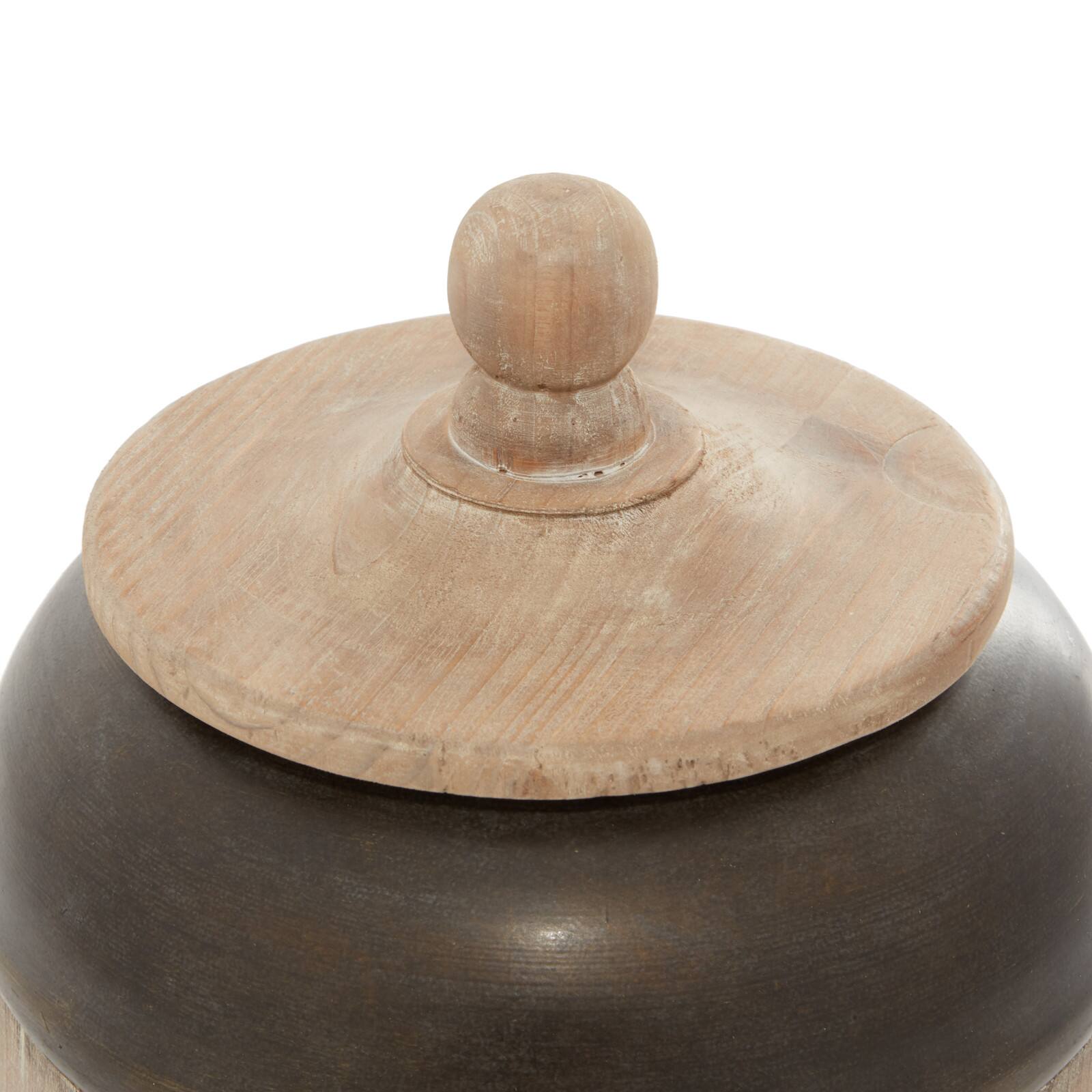 11" Brown Metal Rustic Decorative Jar
