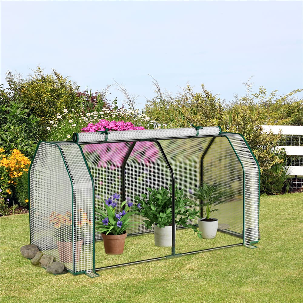 Costway 47" x 24" Portable Mini Greenhouse with 2 Zipper Doors & Ground Stakes
