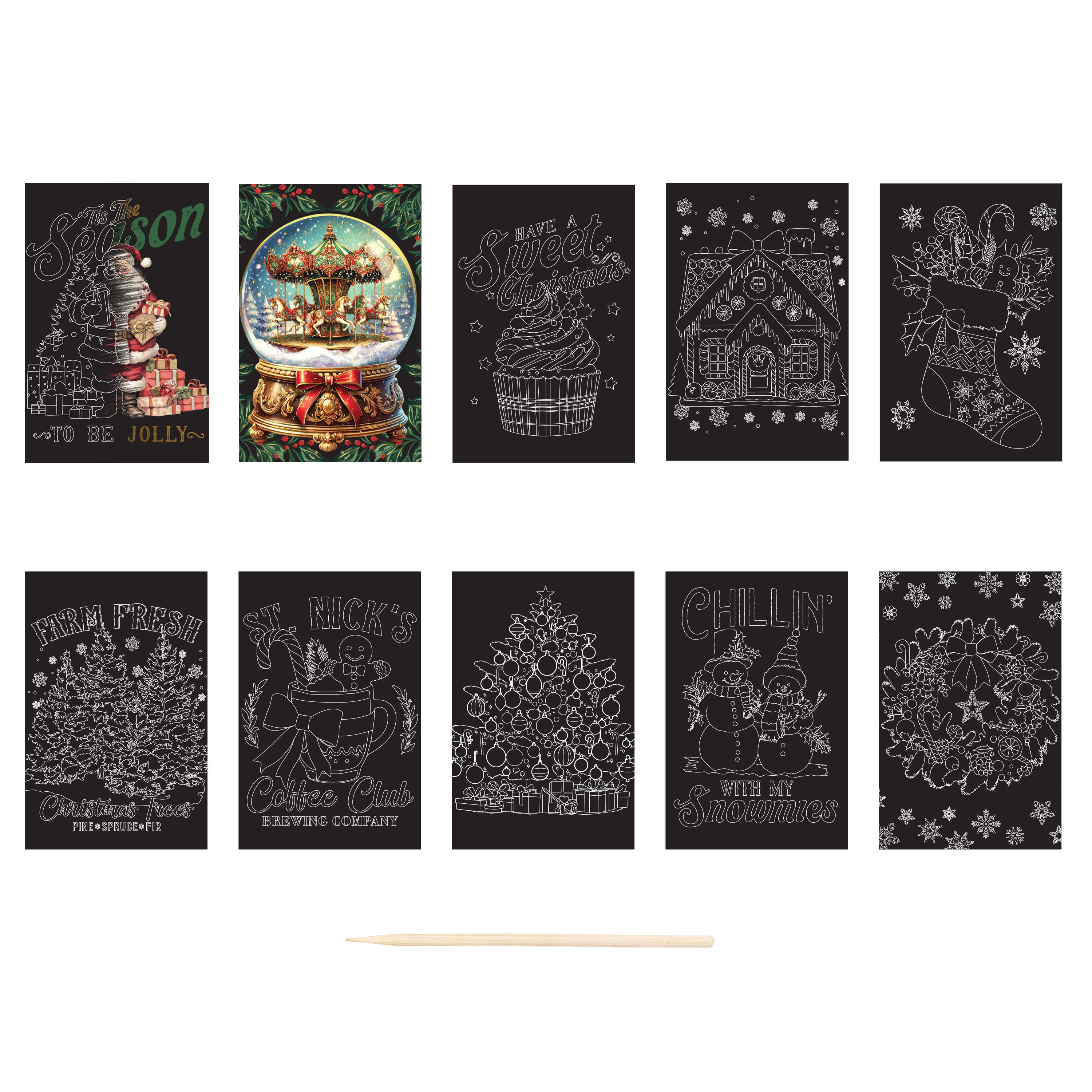 Brea Reese® Mini Jolly Greetings Scratch Art Paper Pad