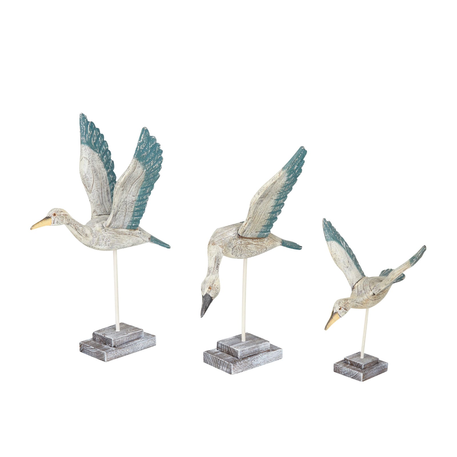 Set of 3 White Pine Coastal  Sculpture, 13" x 13" x 10"
