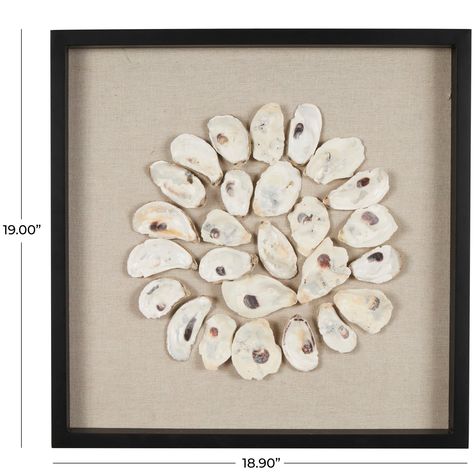 19" Cream, Beige & Black Handmade Abstract Circular Shell Wall Décor