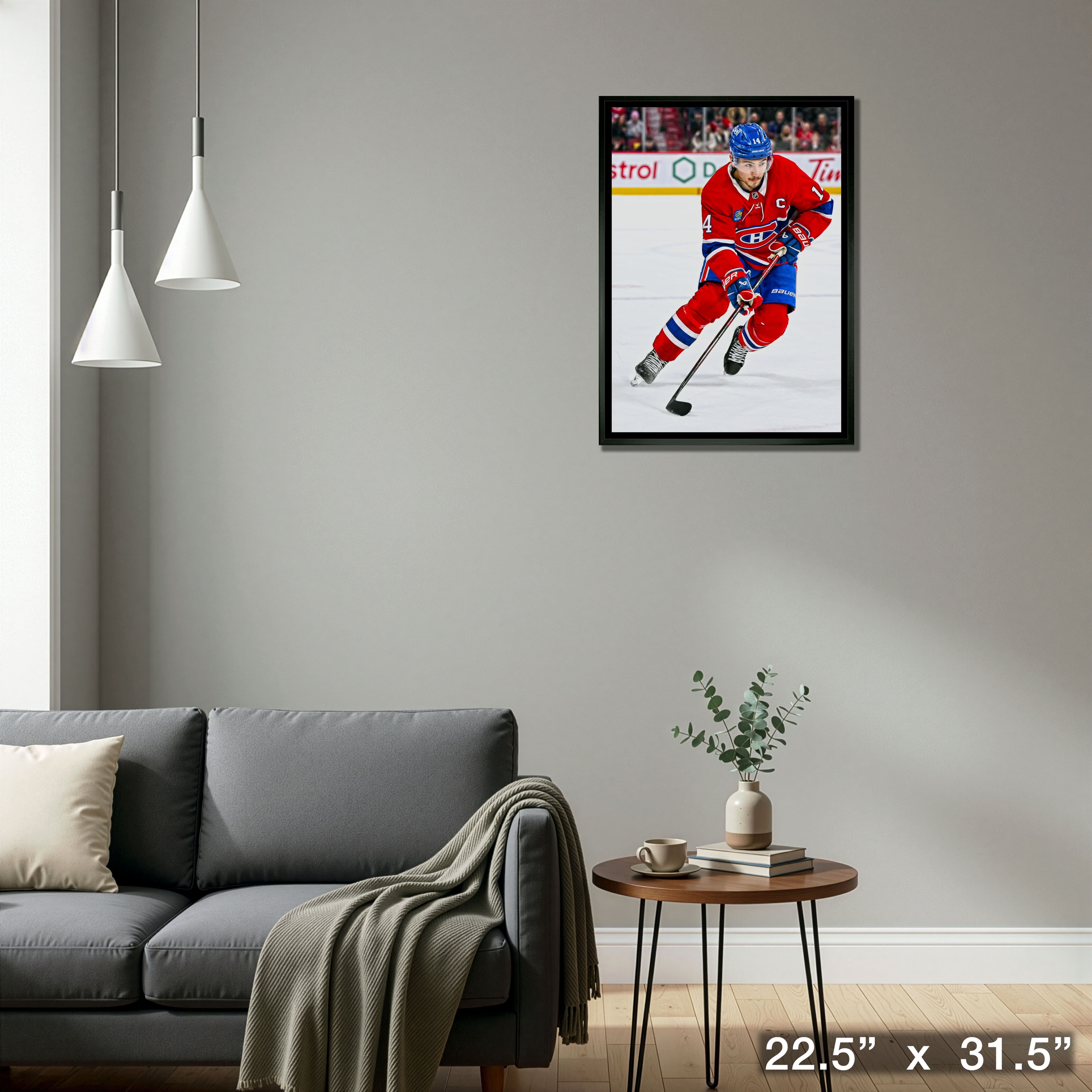 Nick Suzuki 20" x 29" Framed Canvas Montreal Canadiens 22.5" x 31.5"