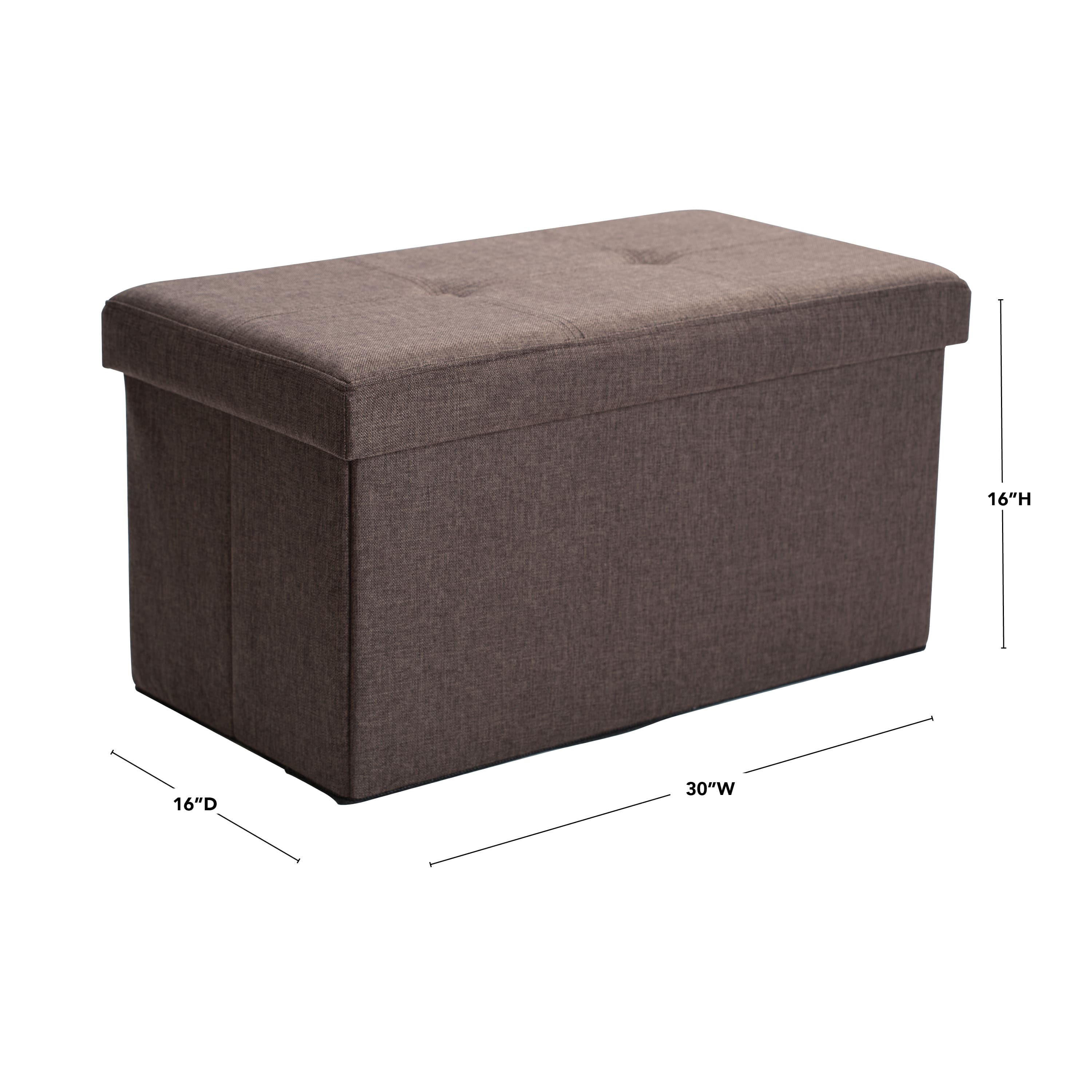 Simplify 30" Faux Linen Double Folding Storage Ottoman