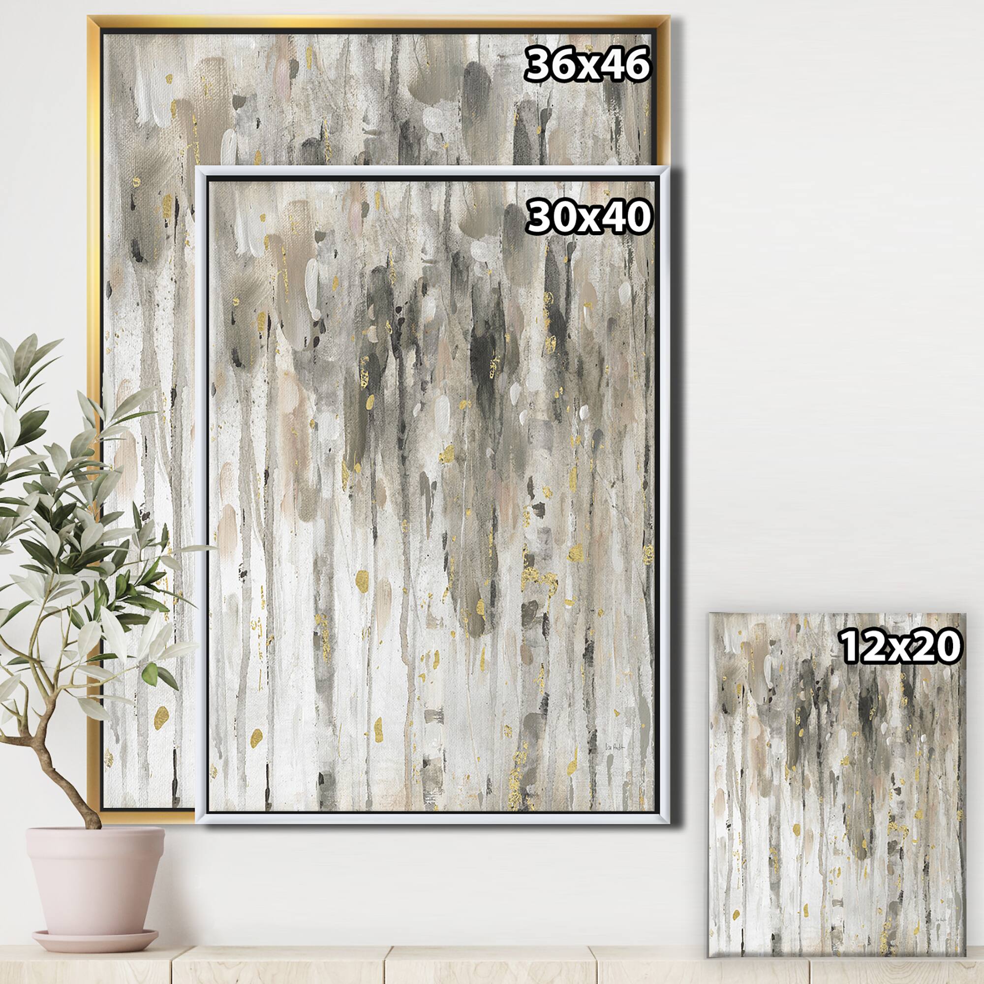 Designart - The Modern Grey Forest IV - Farmhouse Canvas in Gold Frame