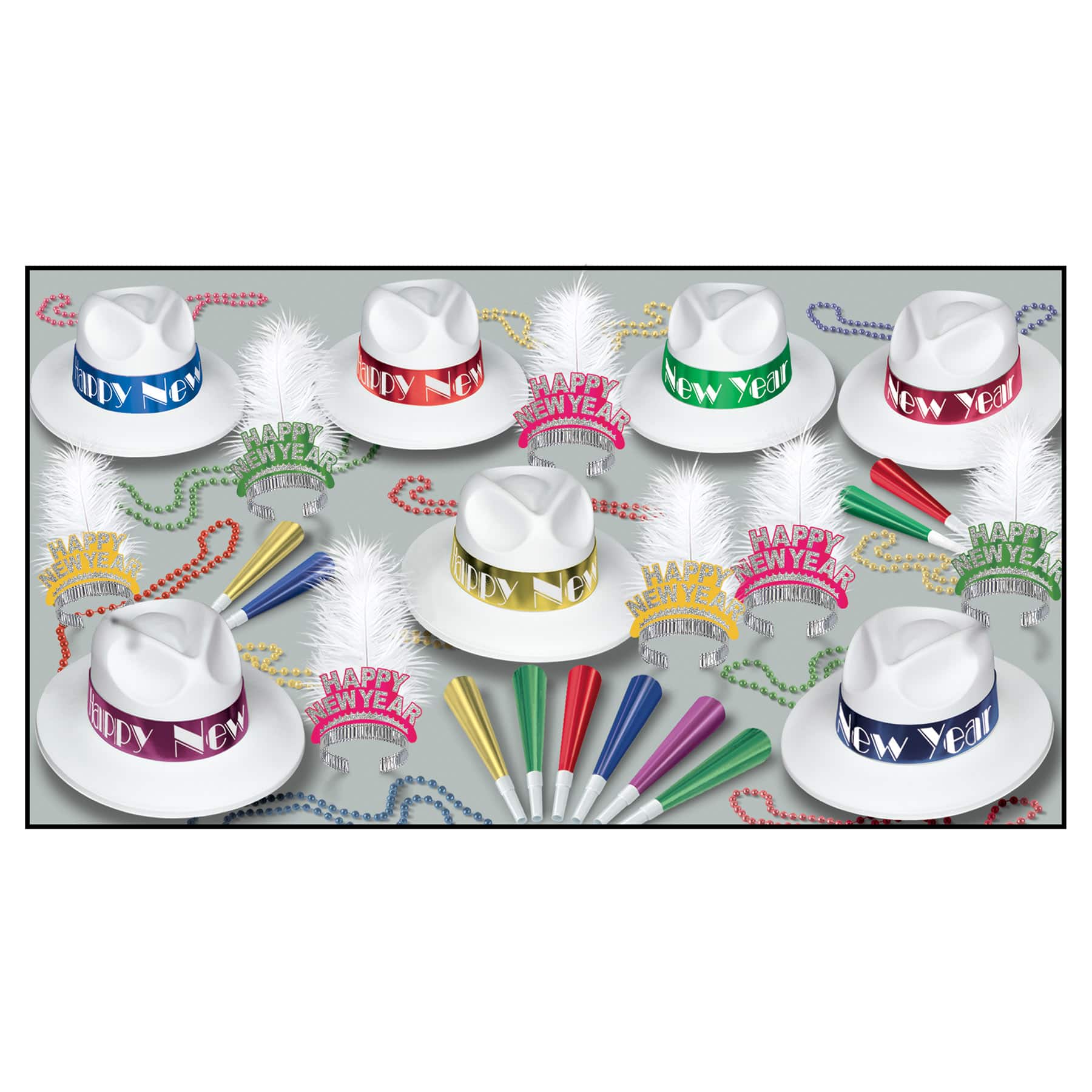 Beistle White New Year Caribbean Swing Party Favor Kit for 50