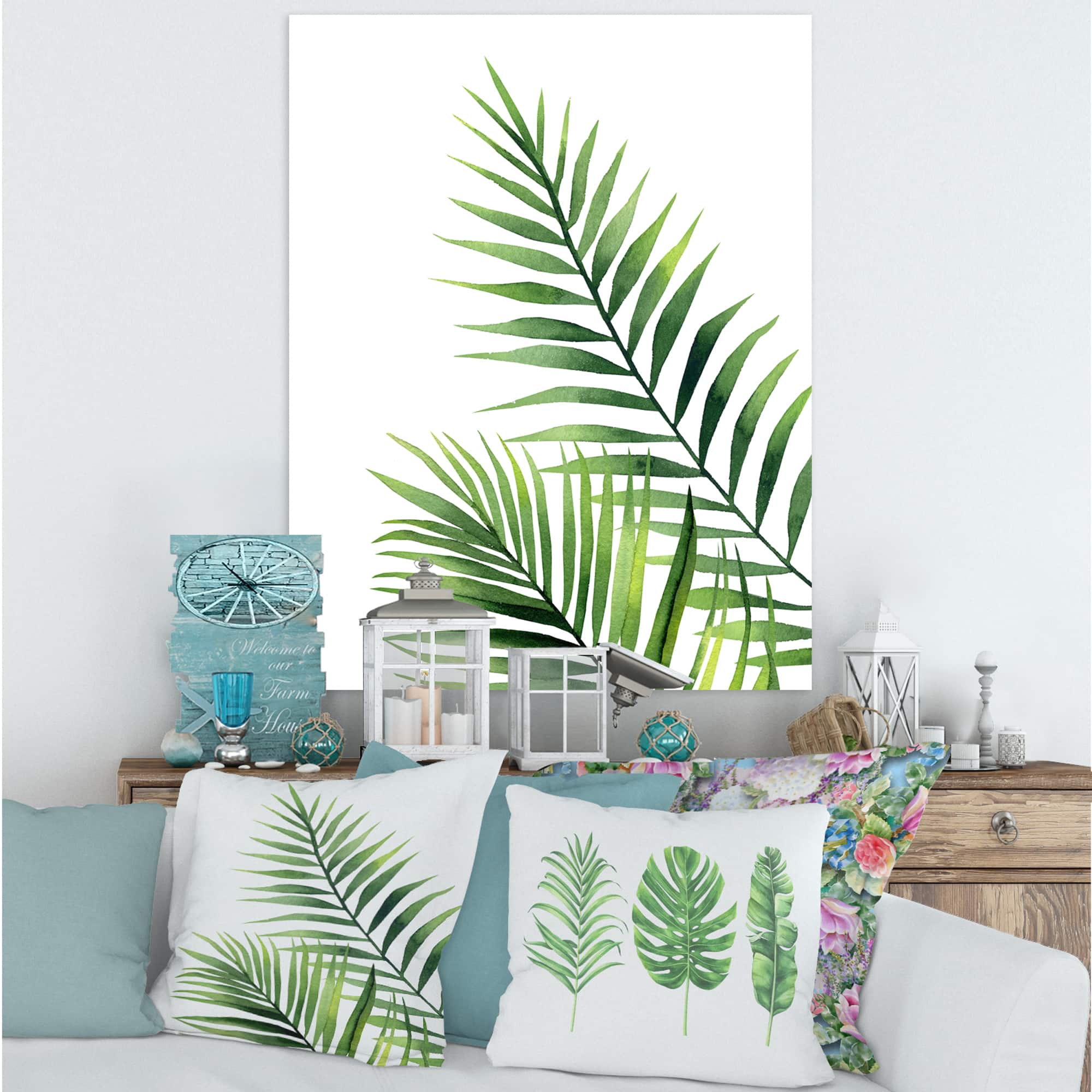 Designart - Fern Leaves Detail III - Farmhouse Canvas Wall Art Print