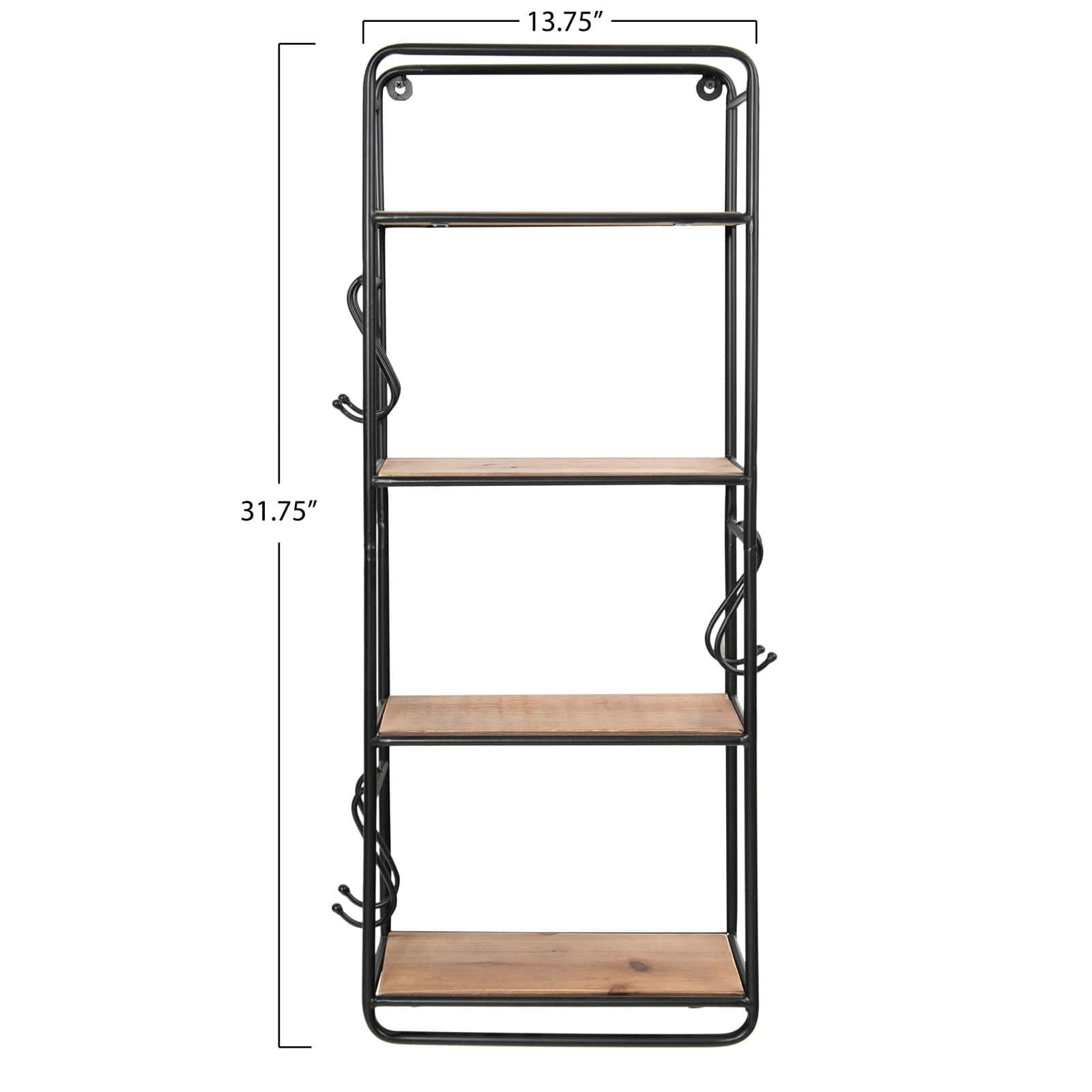 Hello Honey® 32" Metal & Wood Shelf With Hooks