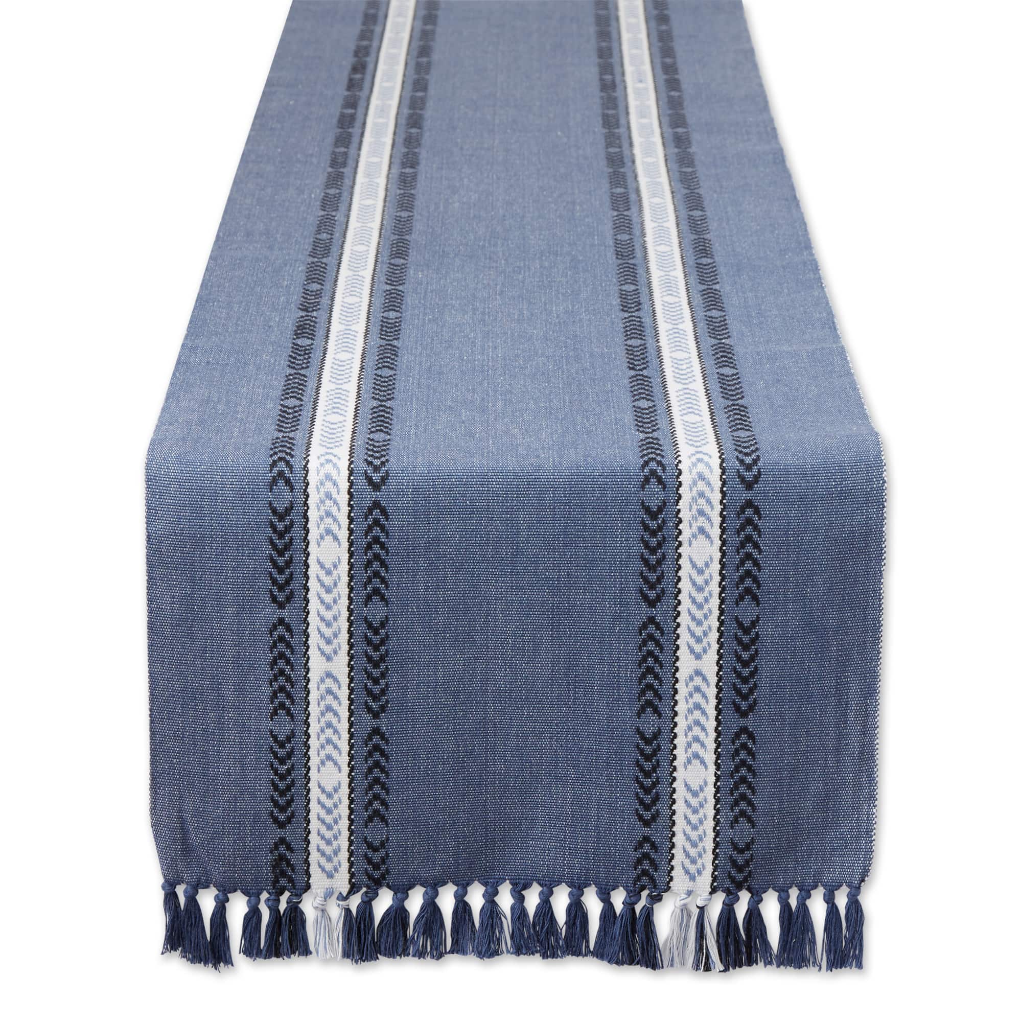 DII® 72" Dobby Striped Fringe Ribbed Table Runner
