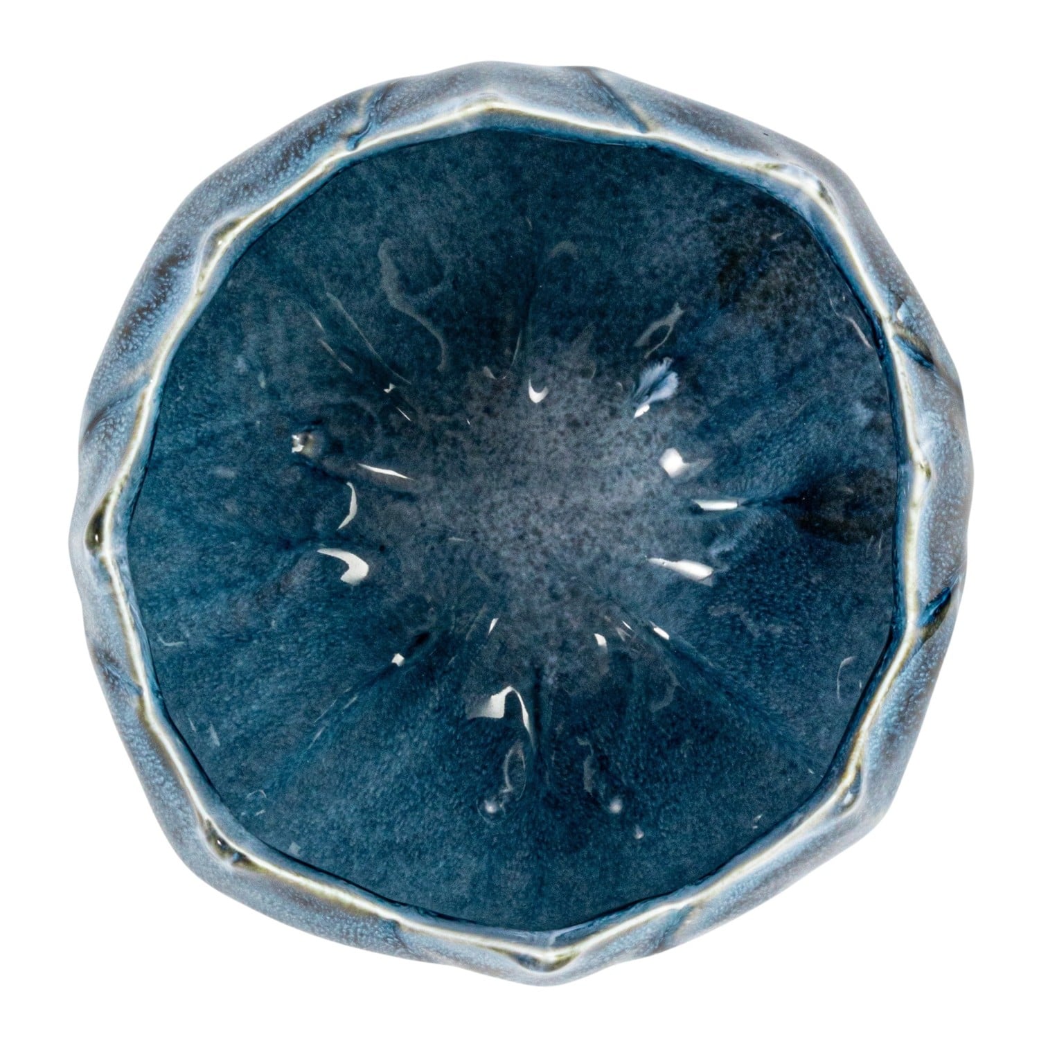 Hello Honey® 7" Blue Reactive Glaze Scalloped Edge Stoneware Planter
