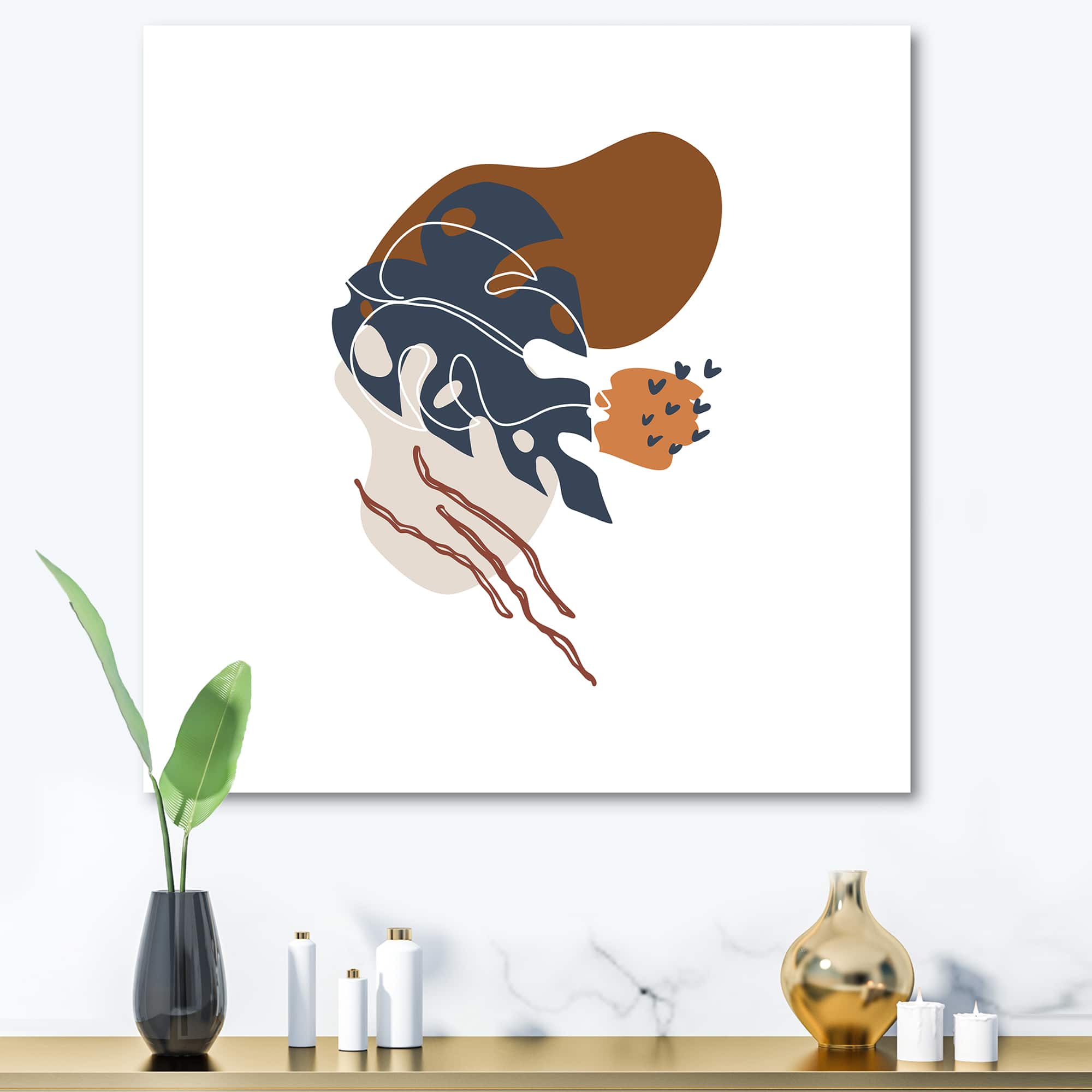 Designart - Elementary Shapes With Abstract Flowers Plants III