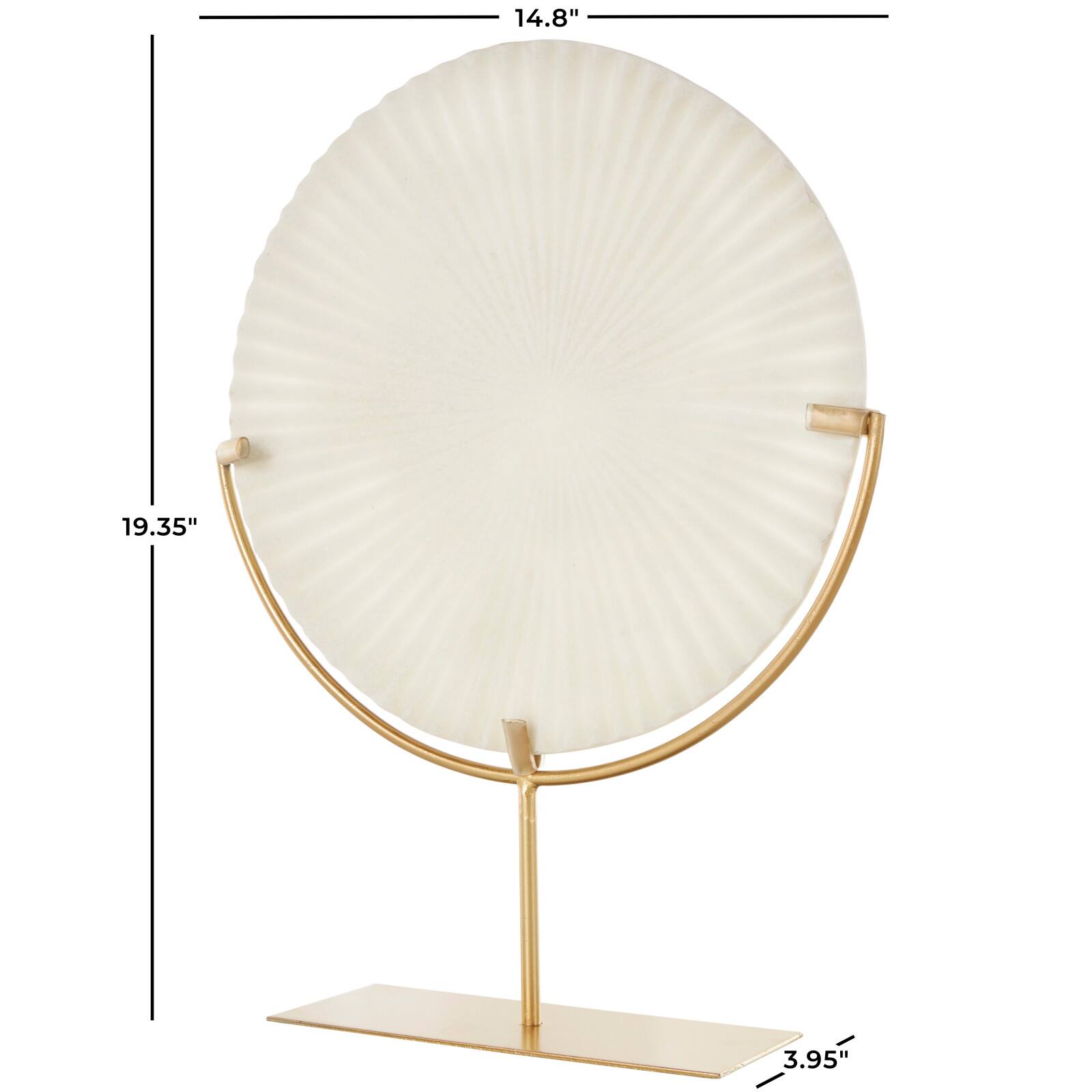 19" Cream & Gold Circle Disk Decorative Sculpture