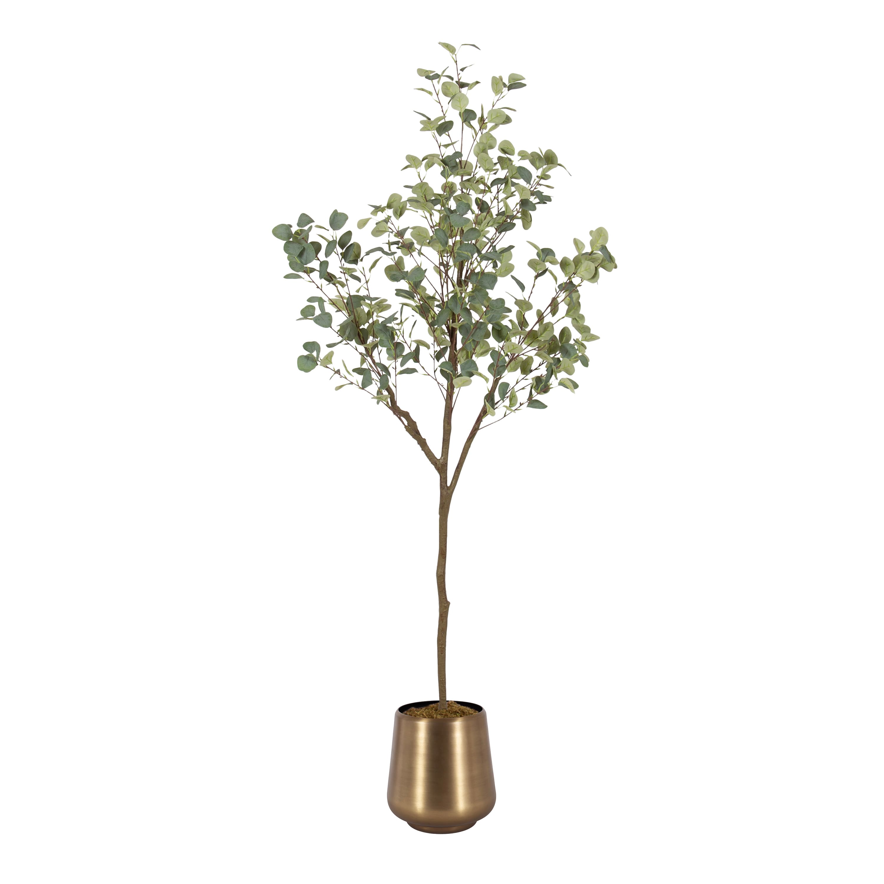 Kate and Laurel 6ft. Eudora Faux Eucalyptus Tree with Round Metal Planter