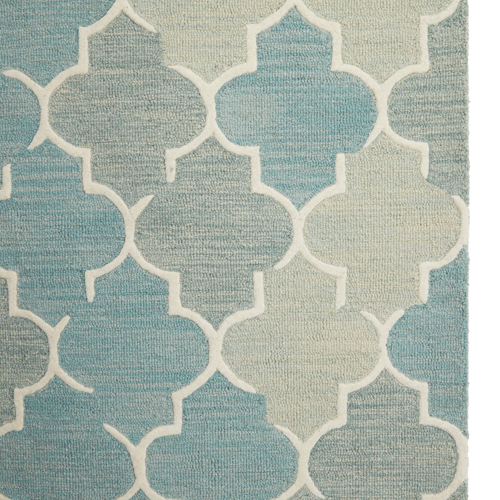 Blue Wool Modern Hand Hooked Rug, 5ft. x 8ft.