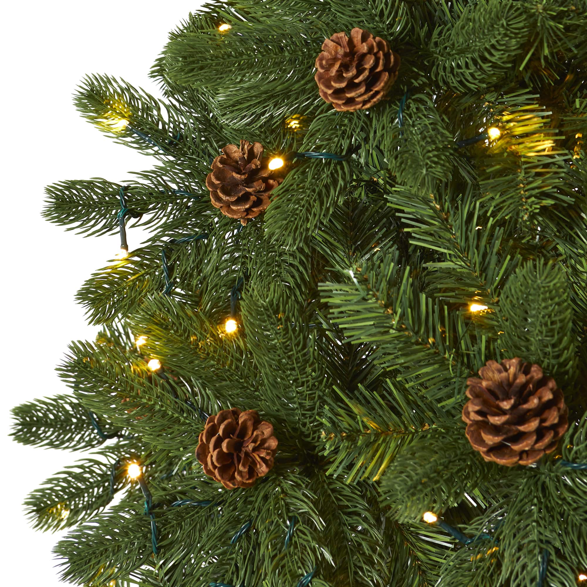 7.5ft. Pre-Lit Rocky Mountain Spruce Artificial Christmas Tree with Pinecones, Clear LED Lights