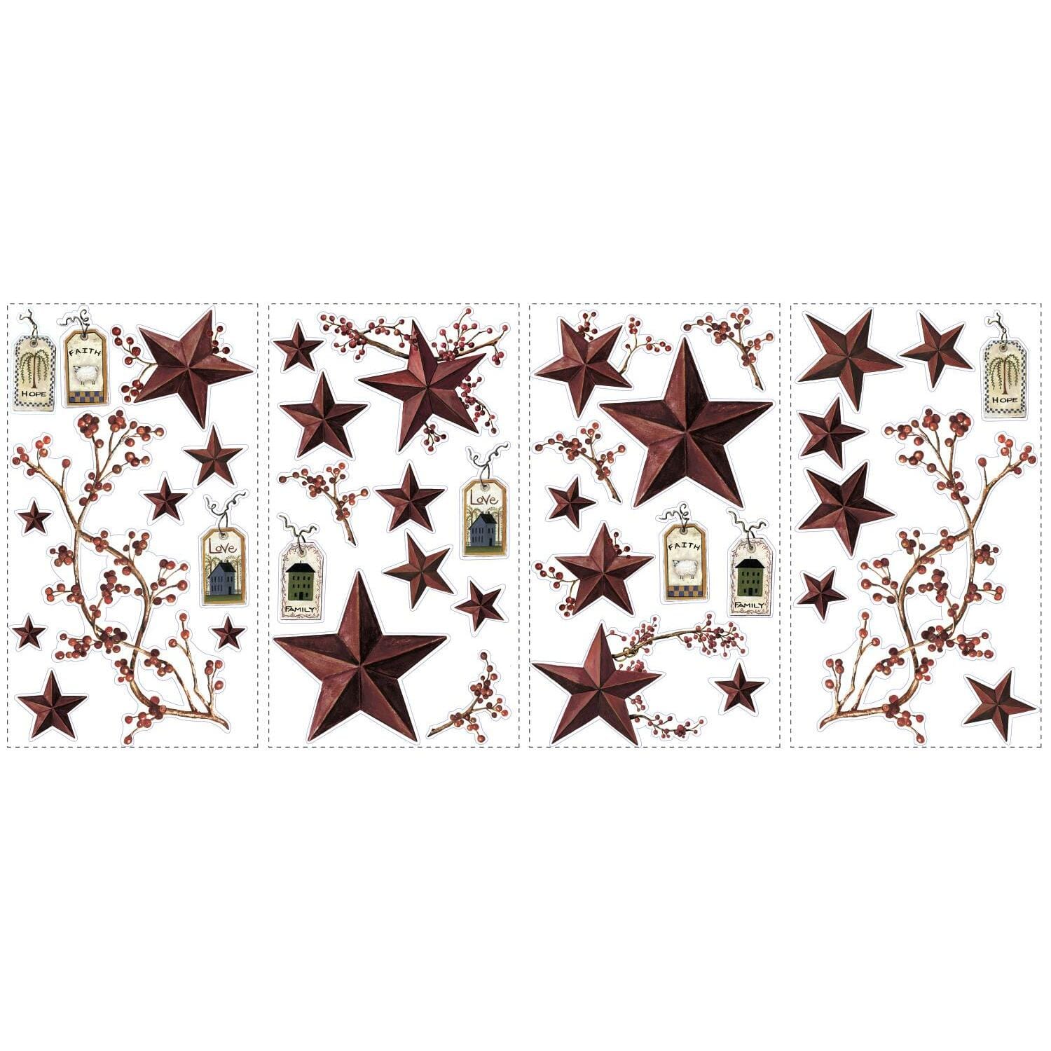 RoomMates Country Stars & Berries Peel & Stick Wall Decals
